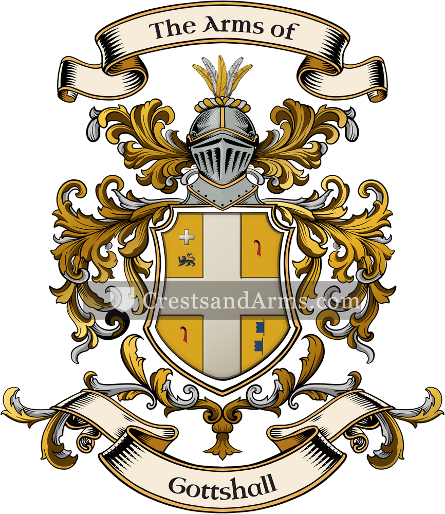 The Gottshall coat of arms, drawn from the recorded blazon