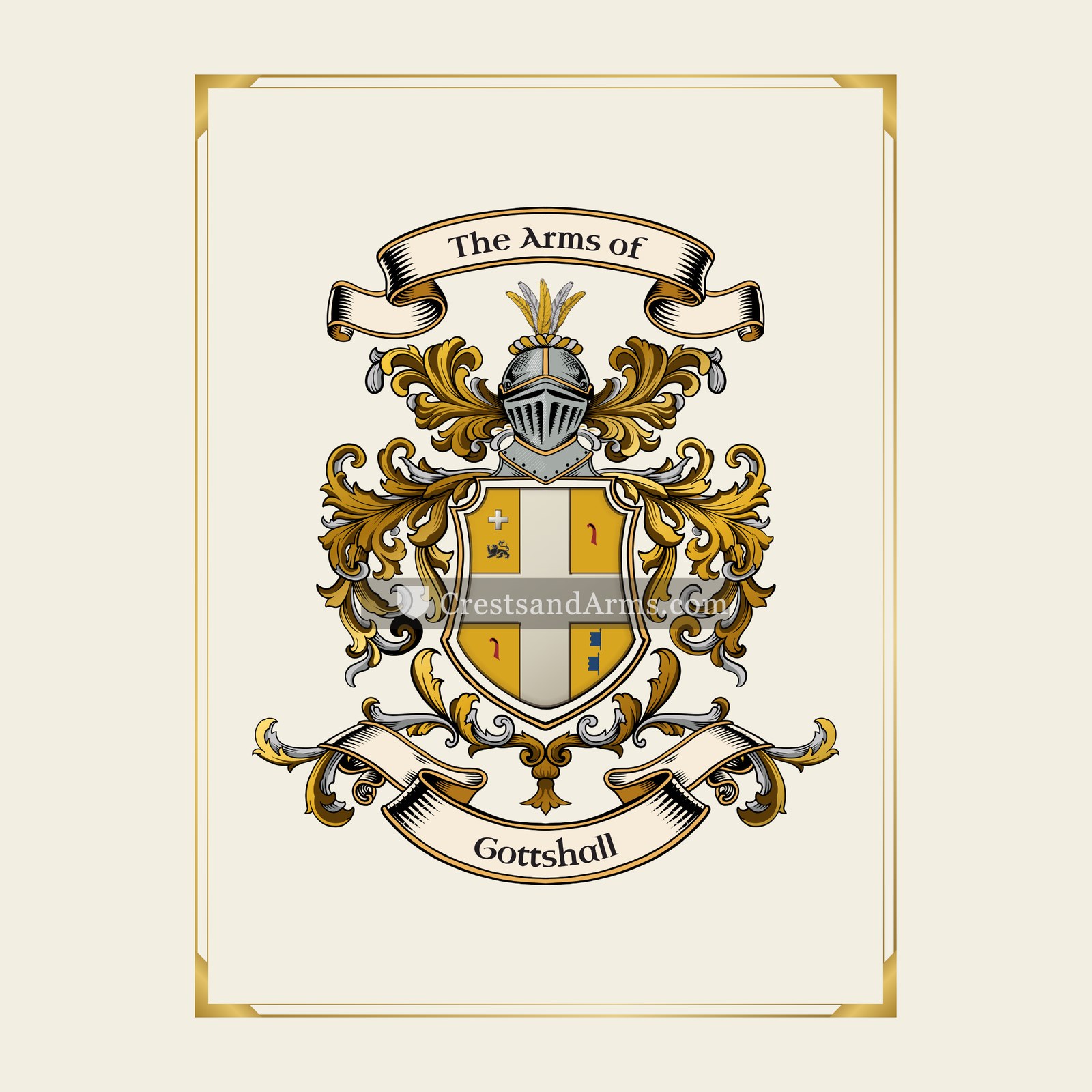With gold border