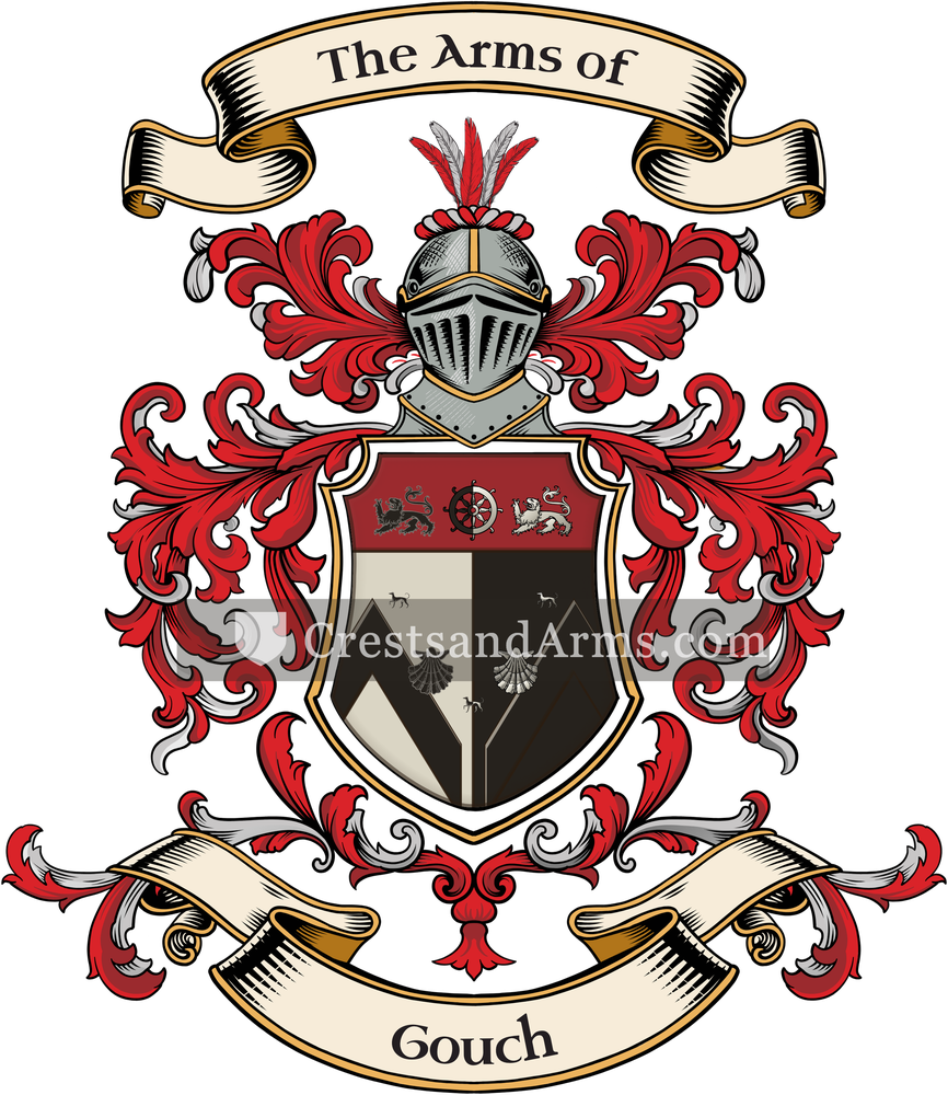 The Gouch coat of arms, drawn from the recorded blazon