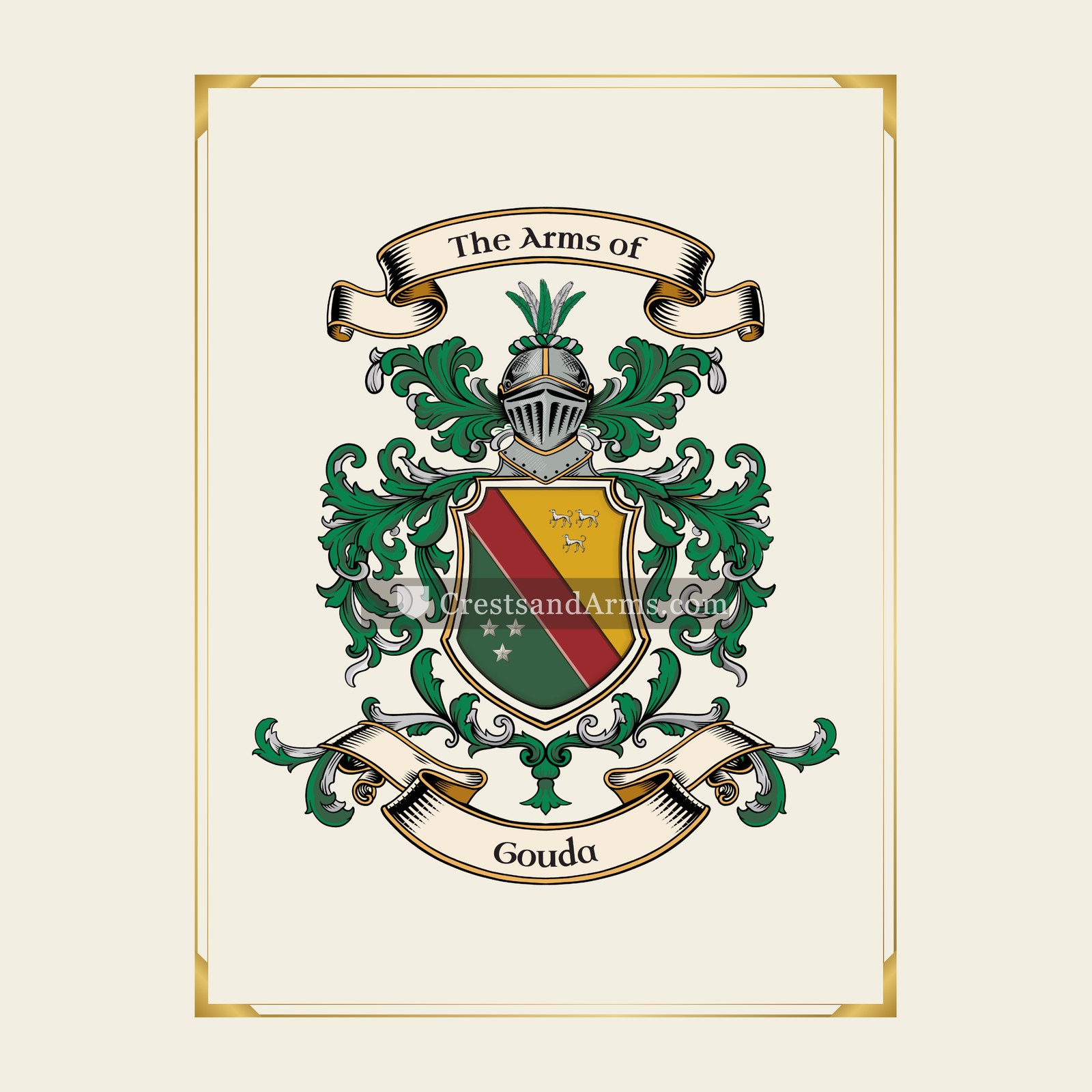 With gold border