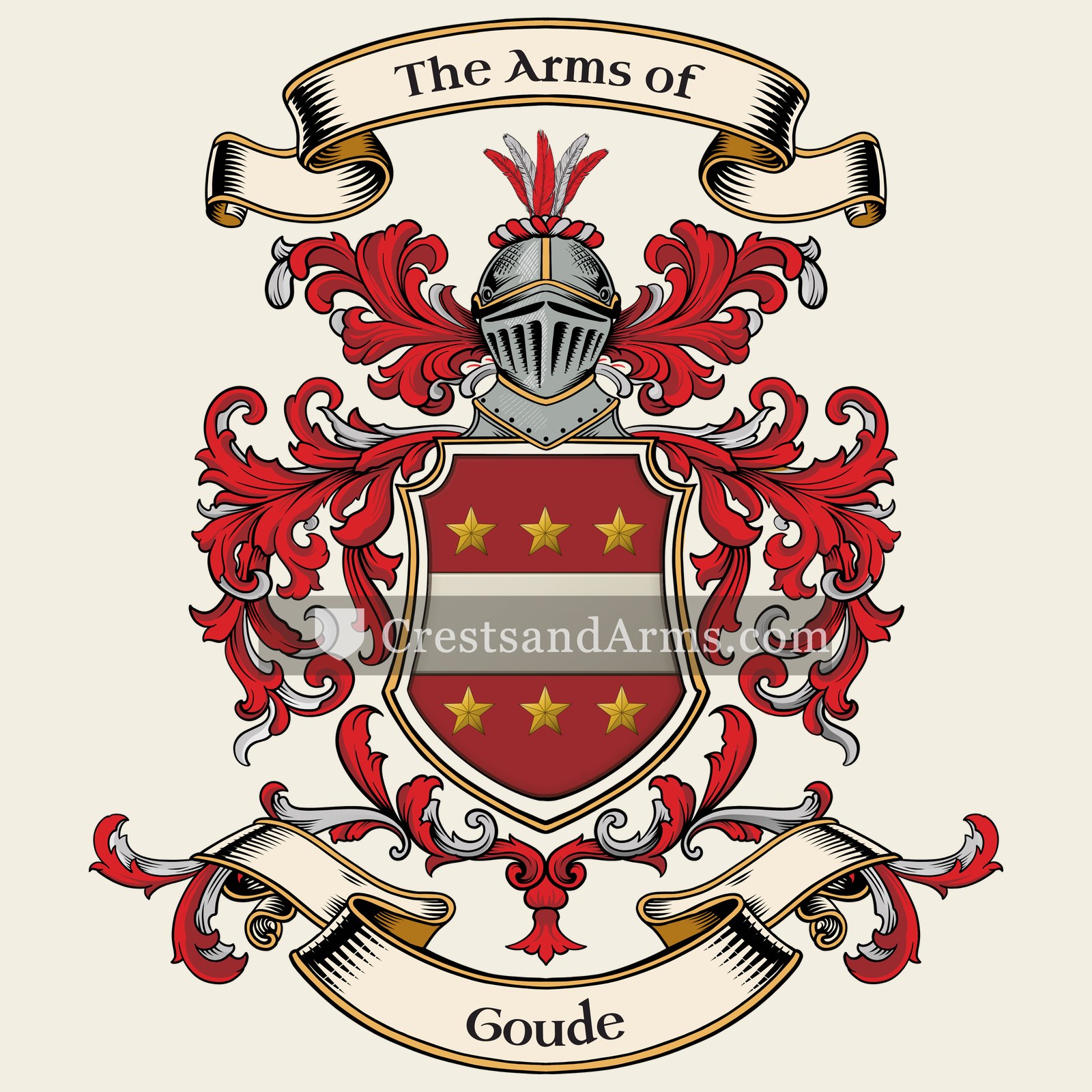The Goude coat of arms, drawn from the recorded blazon