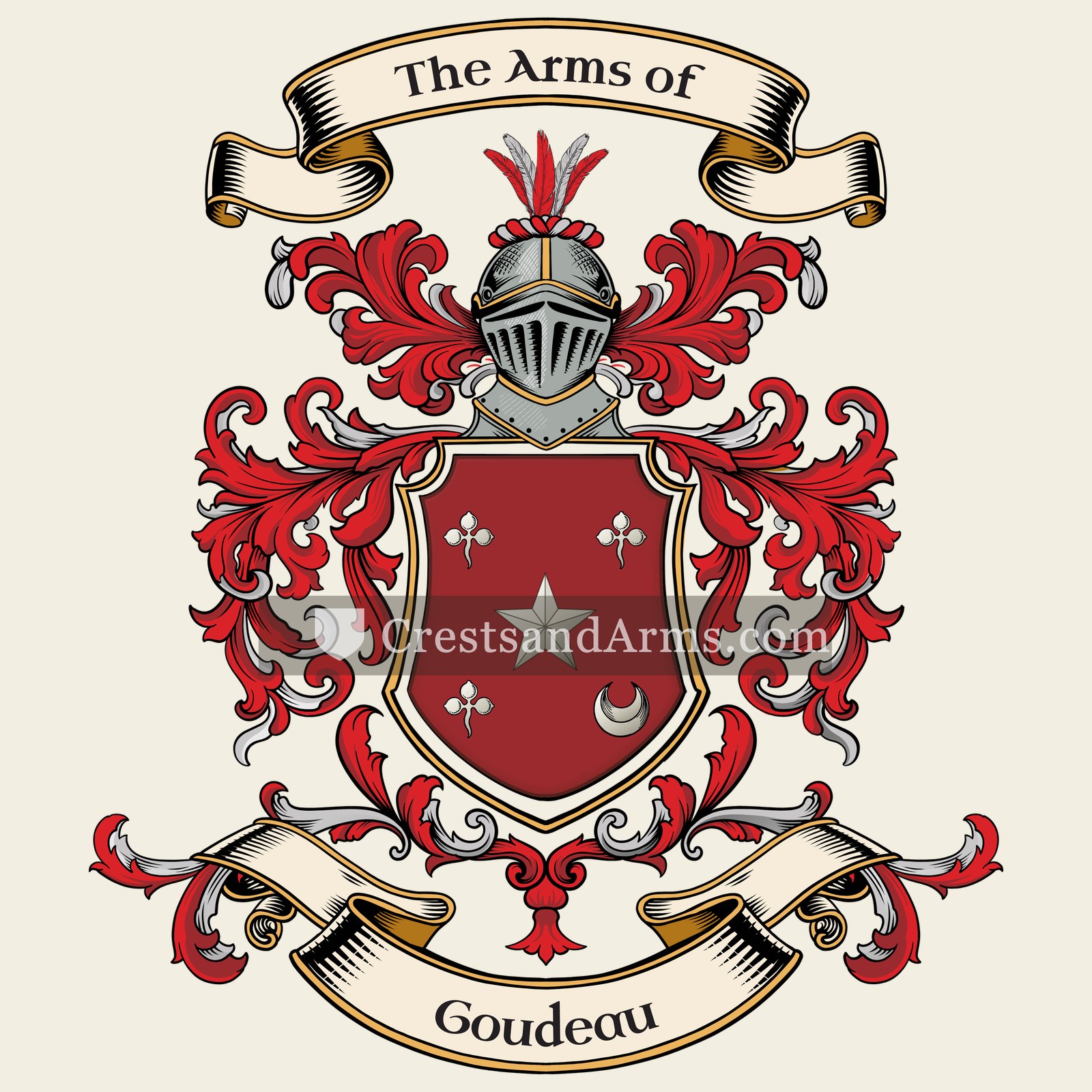 The Goudeau coat of arms, drawn from the recorded blazon
