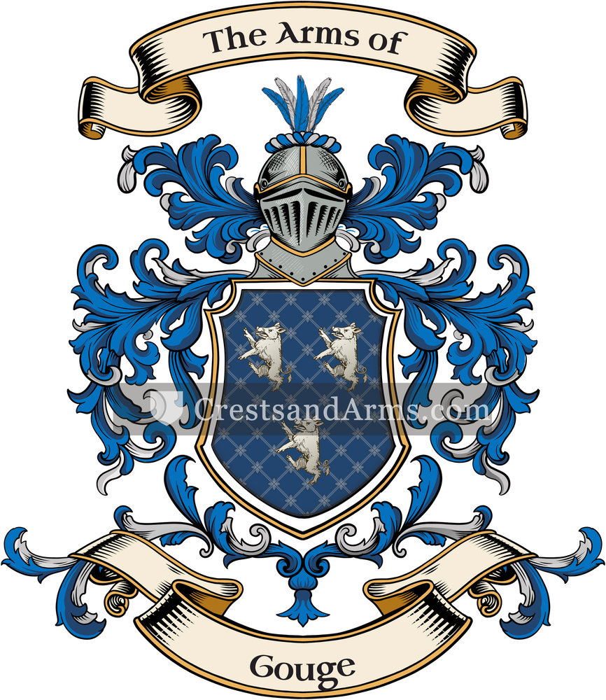 The Gouge coat of arms, drawn from the recorded blazon