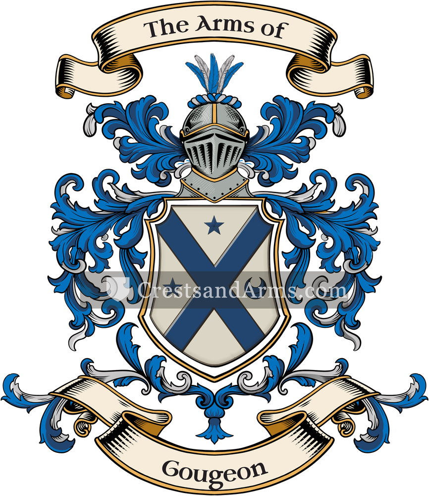 The Gougeon coat of arms, drawn from the recorded blazon