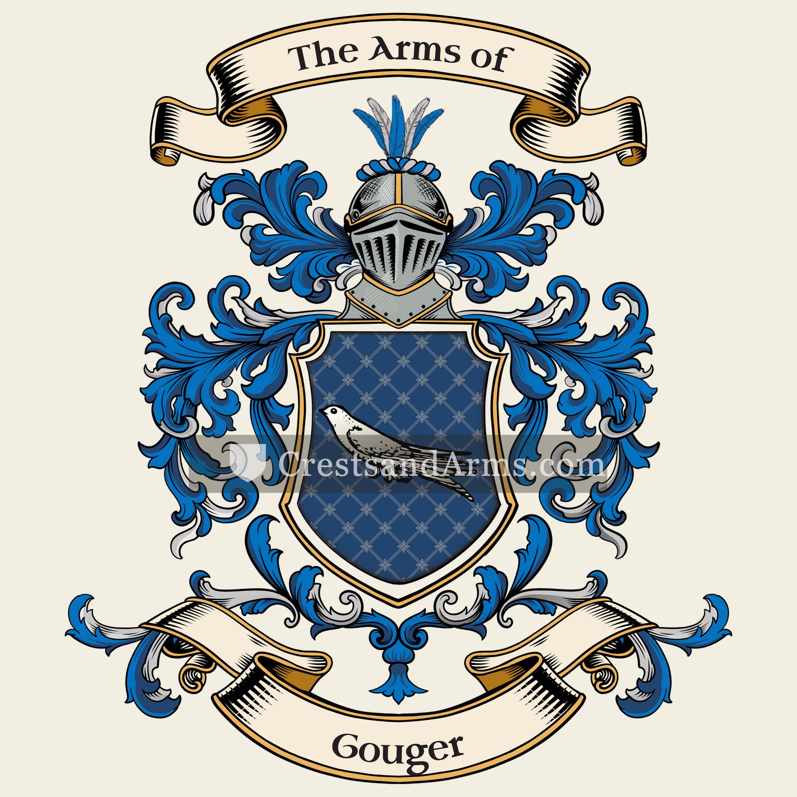 The Gouger coat of arms, drawn from the recorded blazon