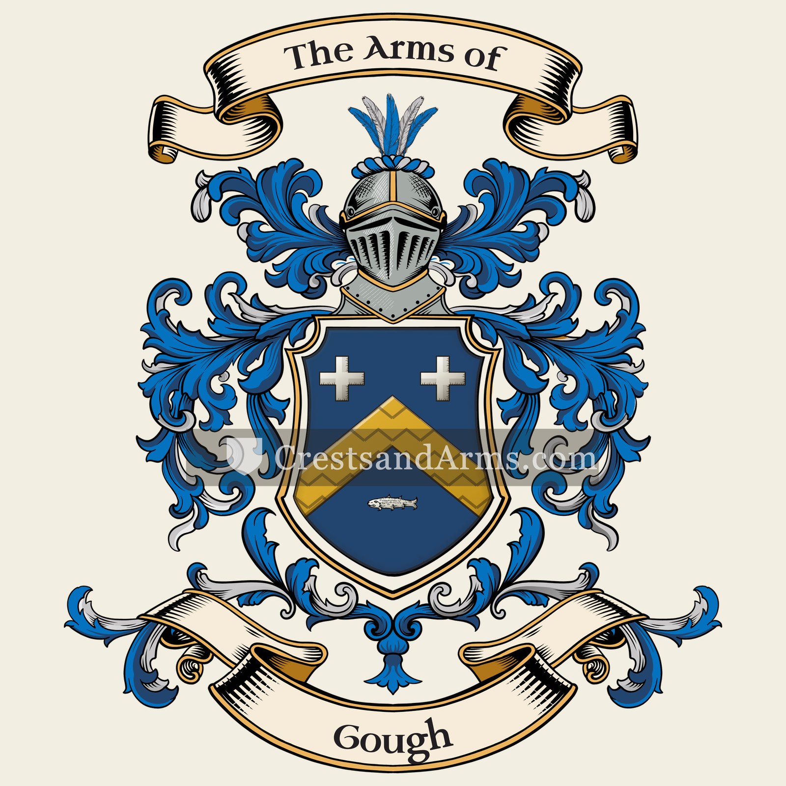 The Gough coat of arms, drawn from the recorded blazon