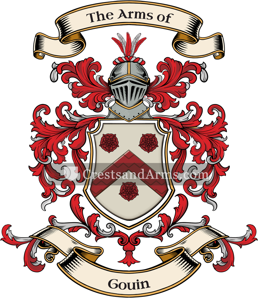 The Gouin coat of arms, drawn from the recorded blazon