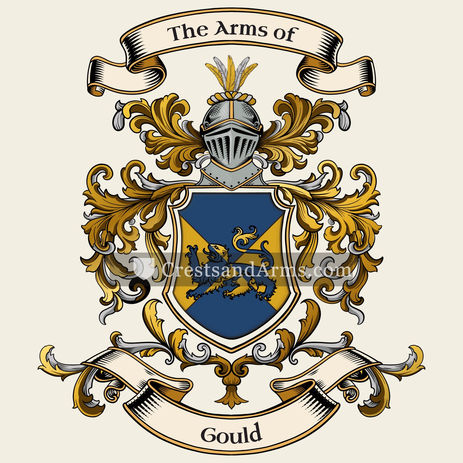 The Gould coat of arms, drawn from the recorded blazon