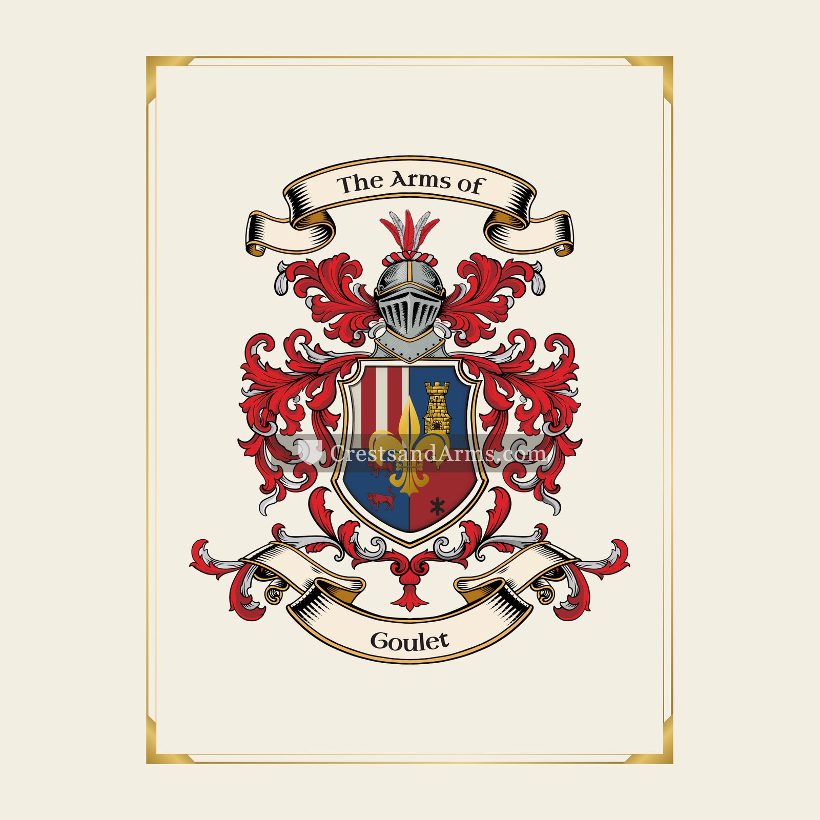 With gold border