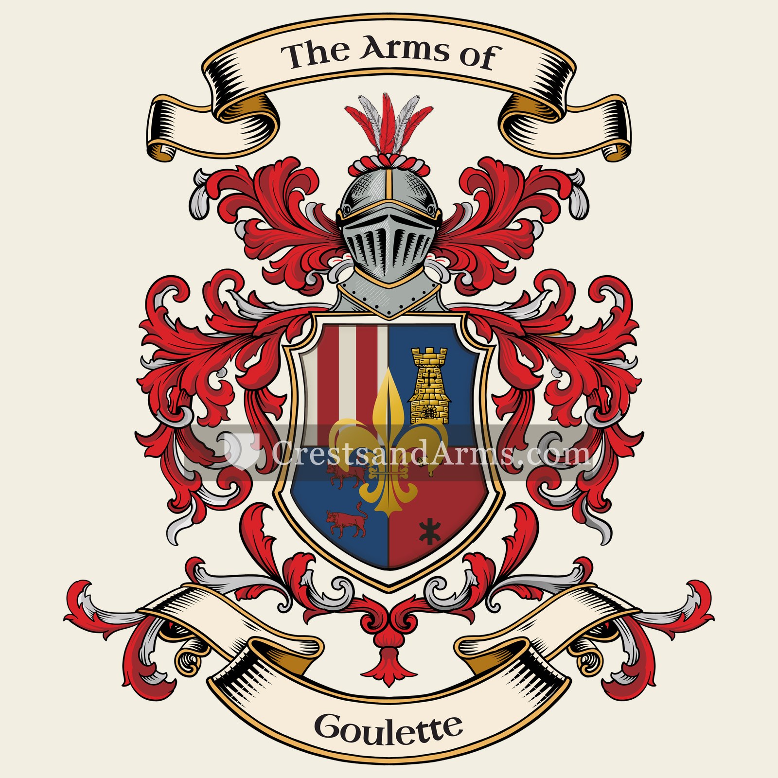 The Goulette coat of arms, drawn from the recorded blazon