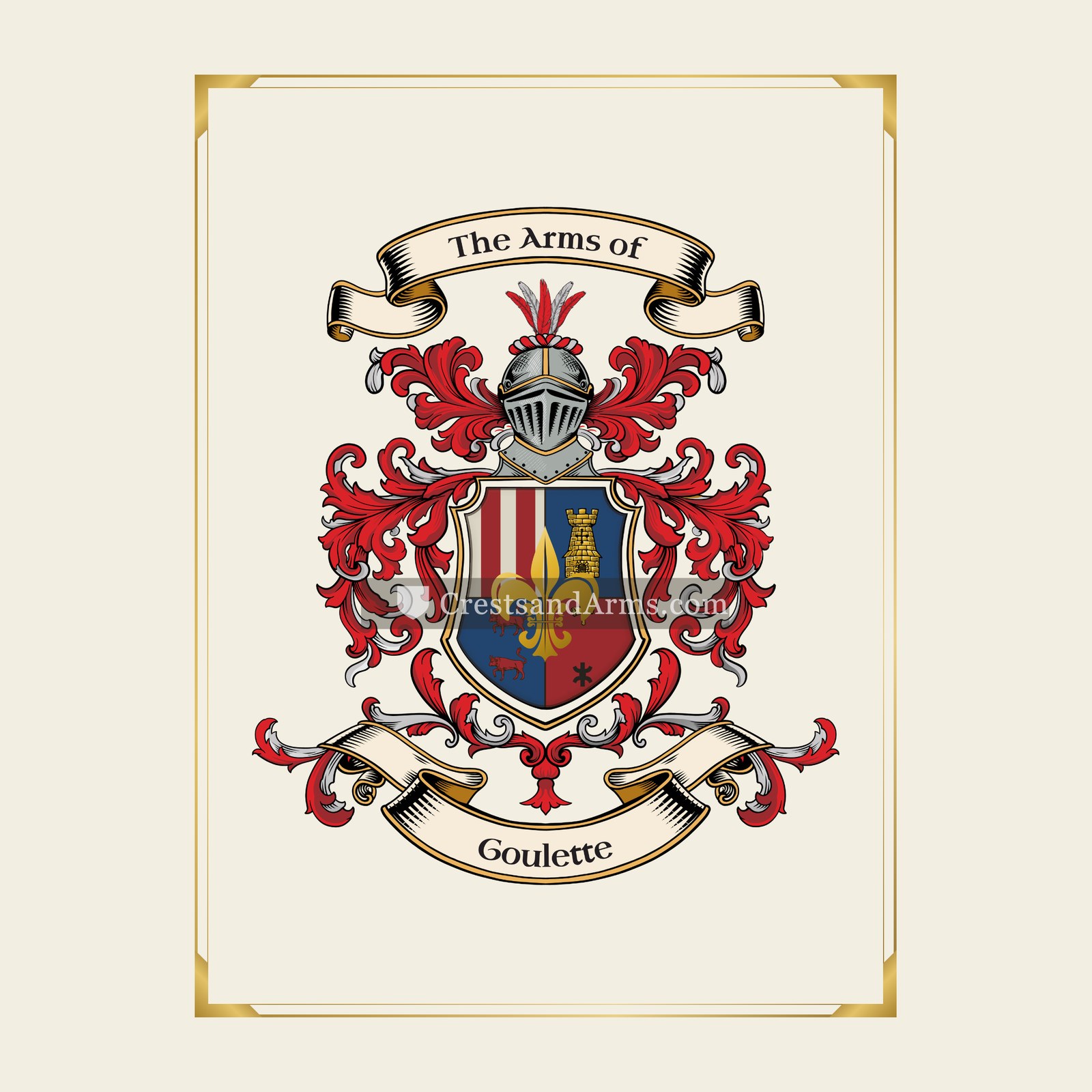 With gold border