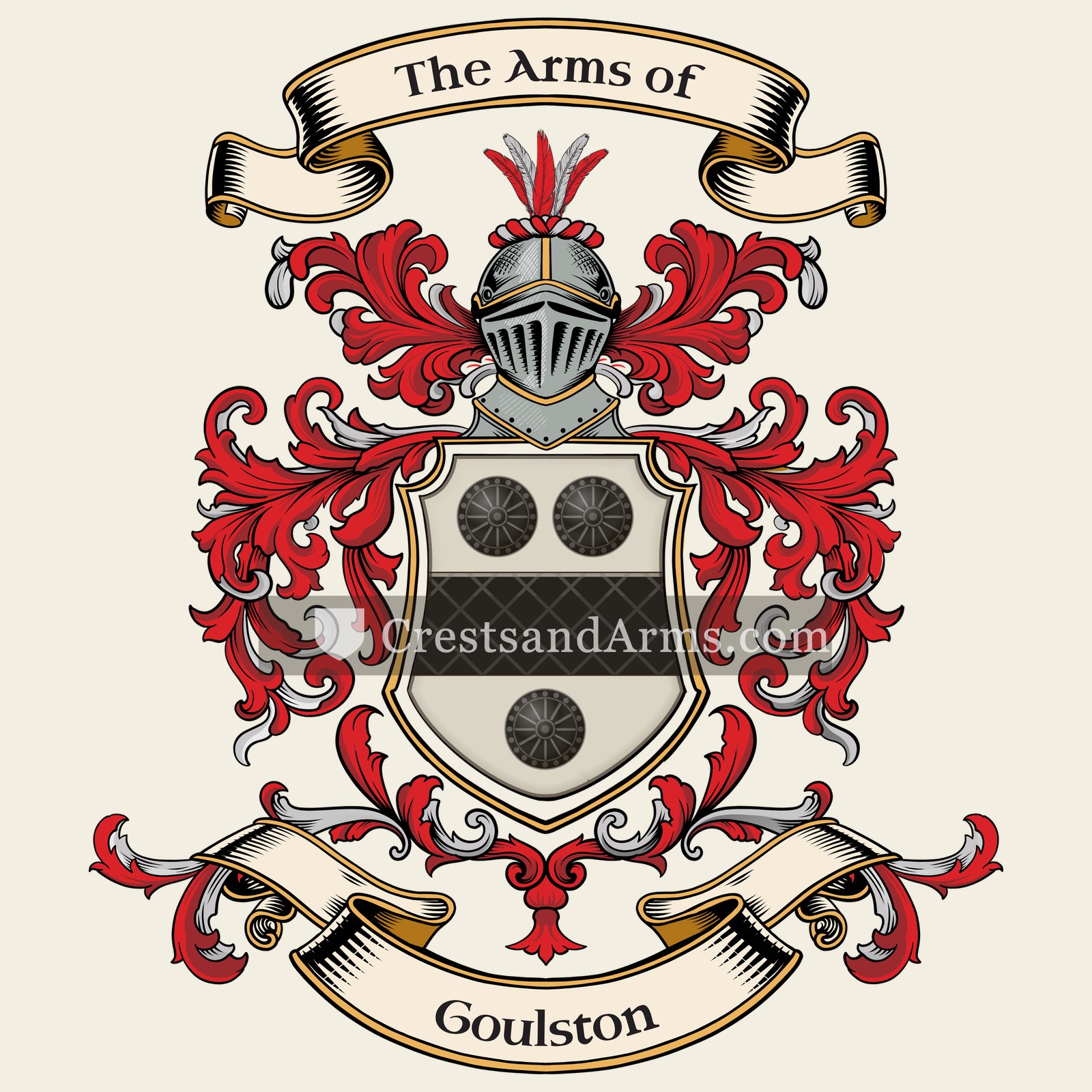 The Goulston coat of arms, drawn from the recorded blazon