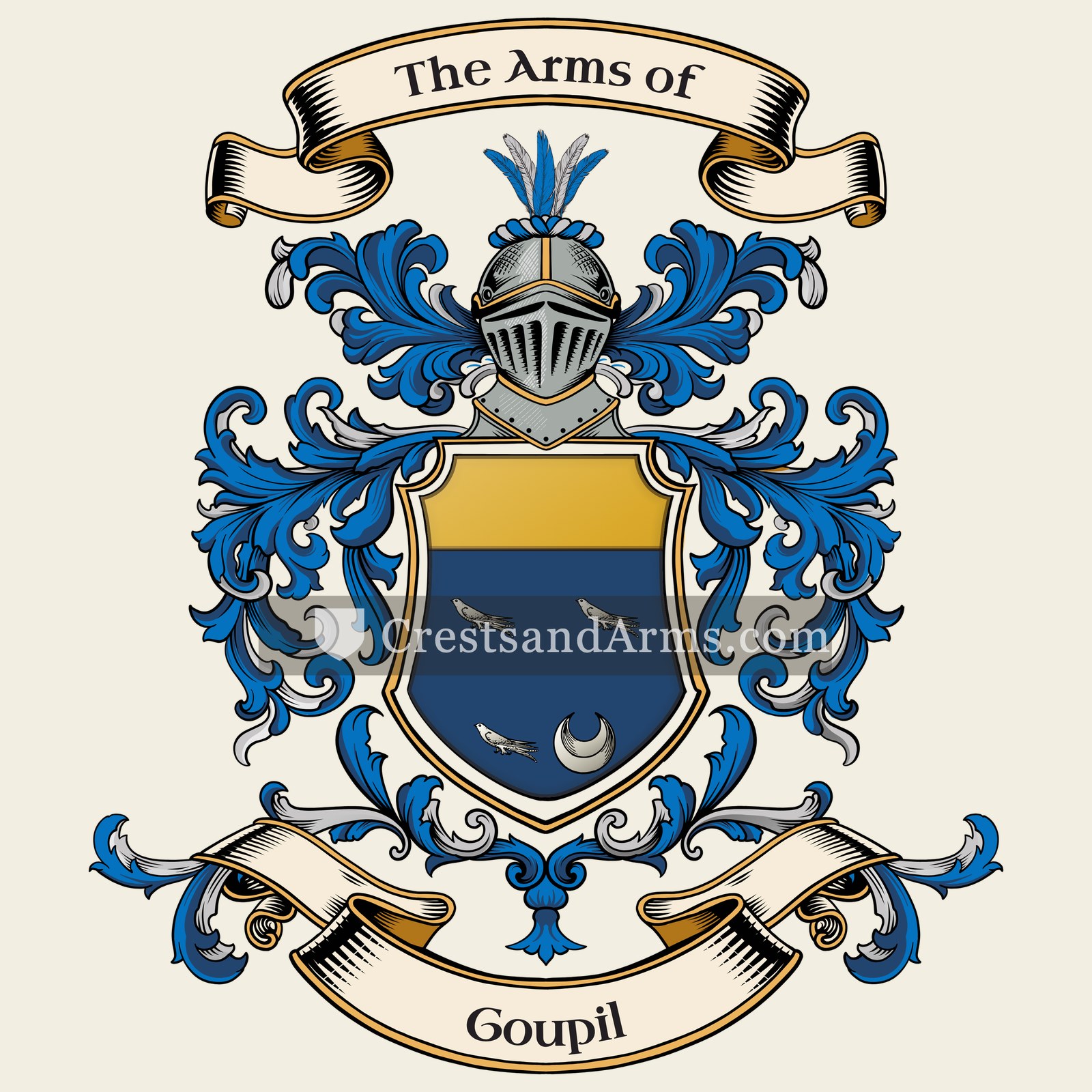 The Goupil coat of arms, drawn from the recorded blazon