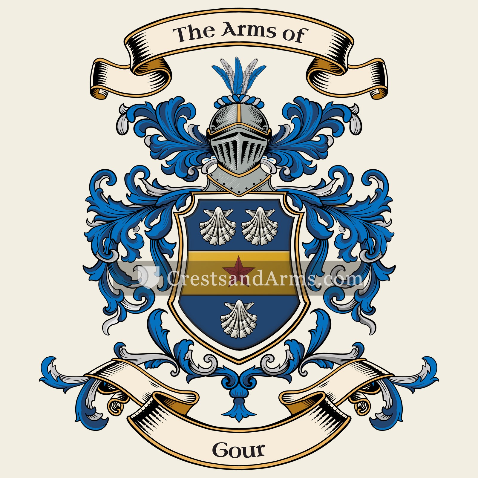 The Gour coat of arms, drawn from the recorded blazon