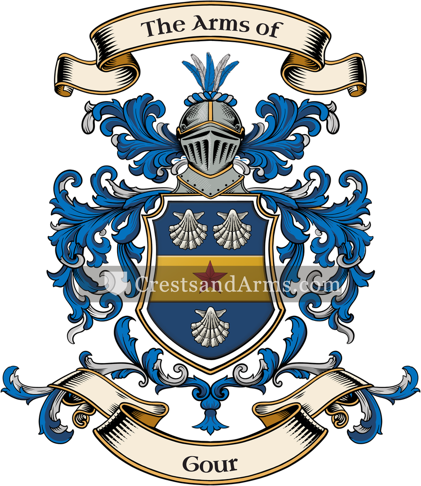 The Gour coat of arms, drawn from the recorded blazon
