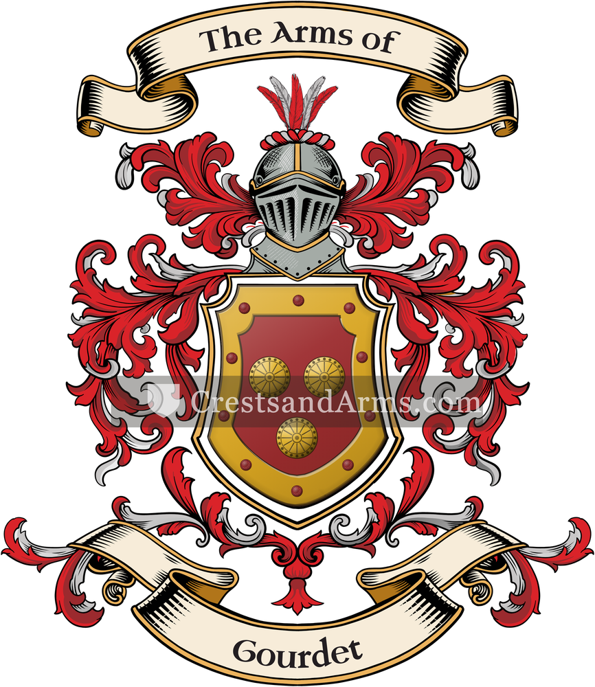 The Gourdet coat of arms, drawn from the recorded blazon