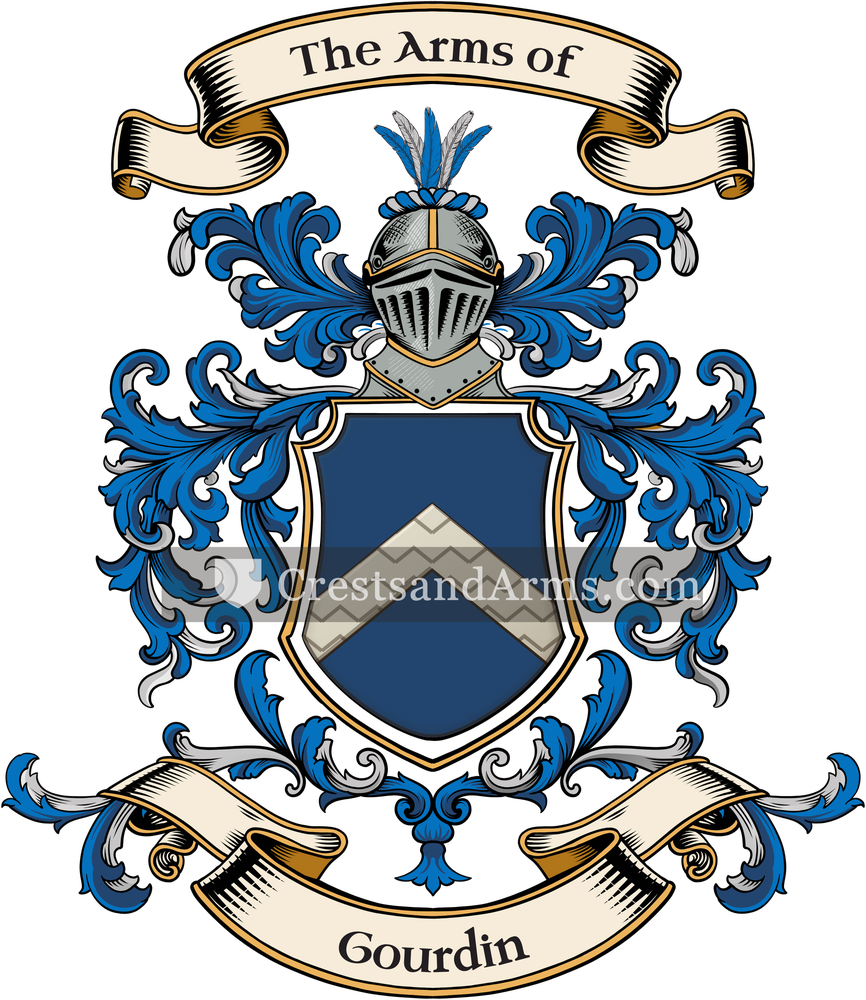 The Gourdin coat of arms, drawn from the recorded blazon