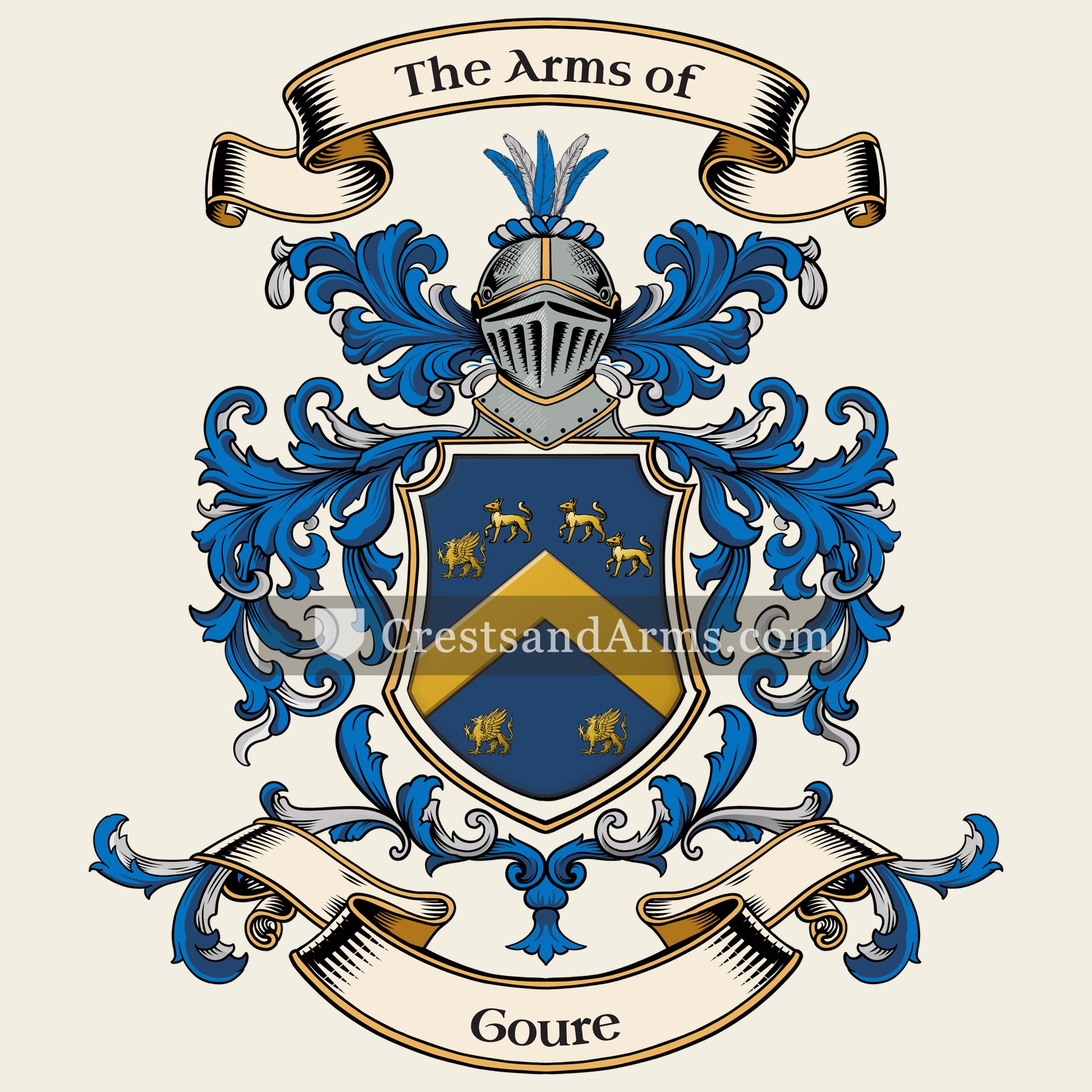 The Goure coat of arms, drawn from the recorded blazon