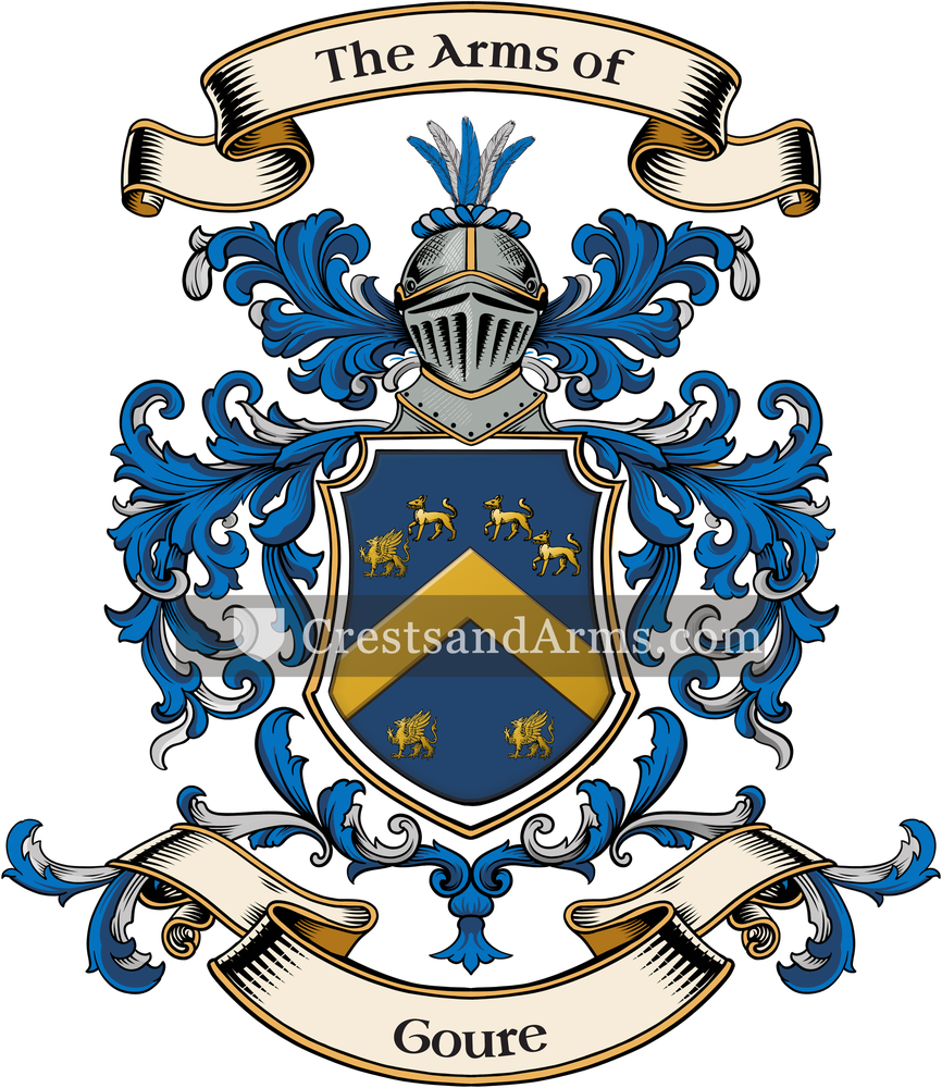 The Goure coat of arms, drawn from the recorded blazon