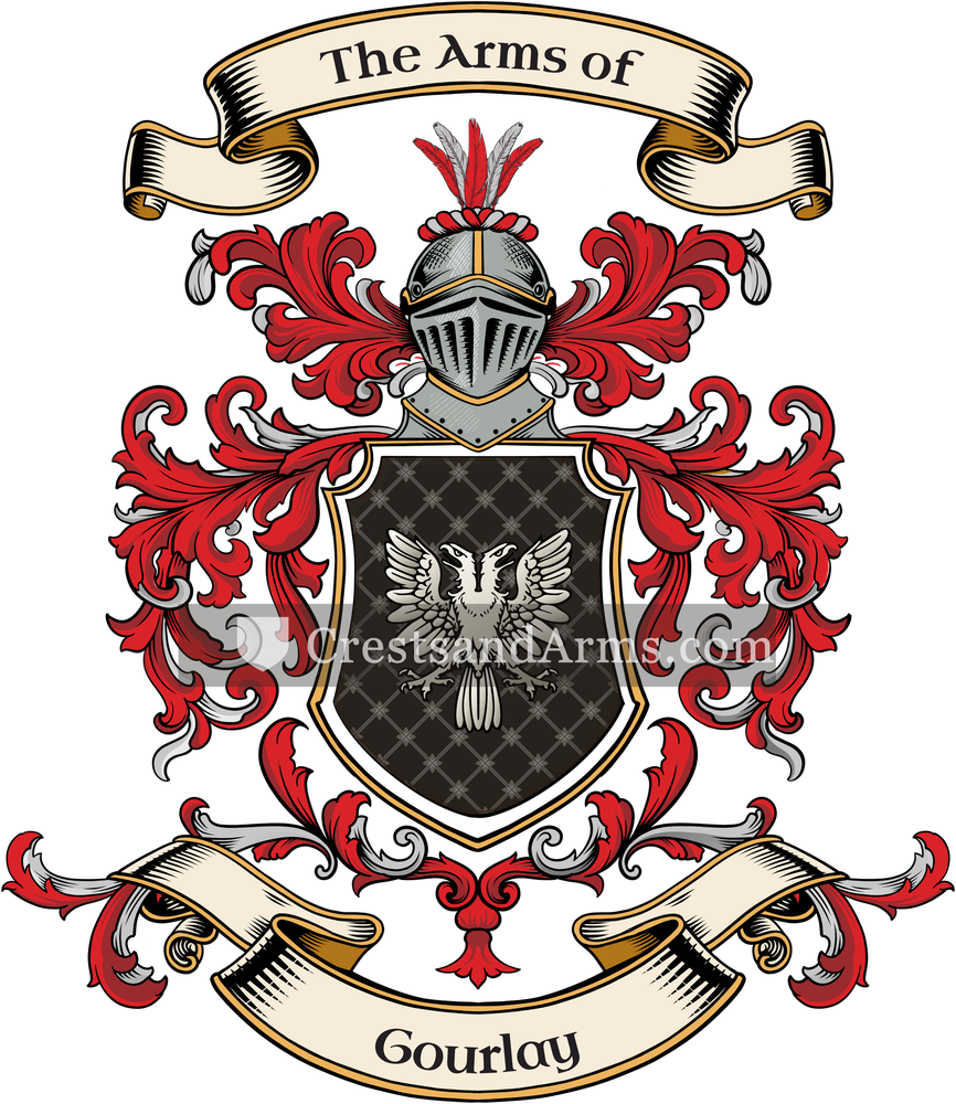 The Gourlay coat of arms, drawn from the recorded blazon