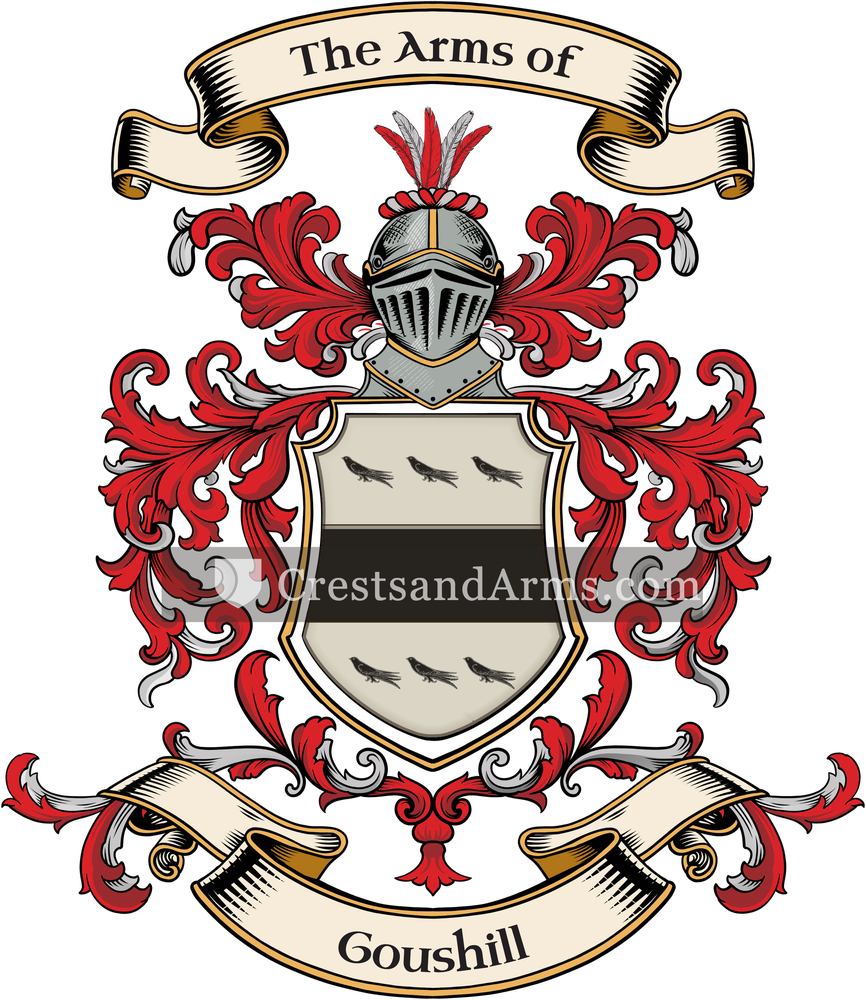 The Goushill coat of arms, drawn from the recorded blazon
