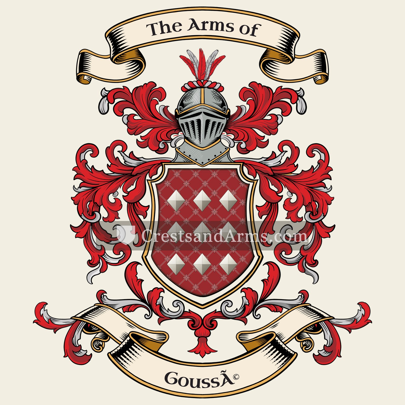 The Goussé coat of arms, drawn from the recorded blazon
