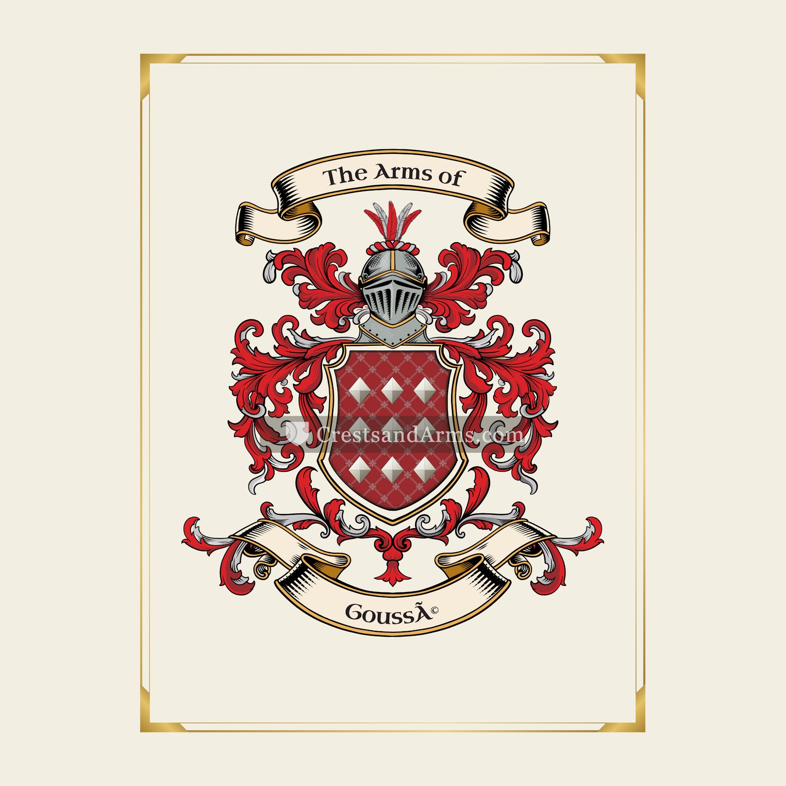 With gold border