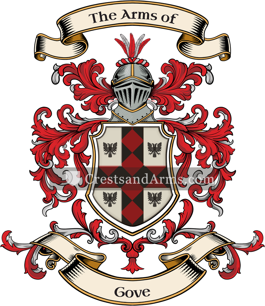 The Gove coat of arms, drawn from the recorded blazon