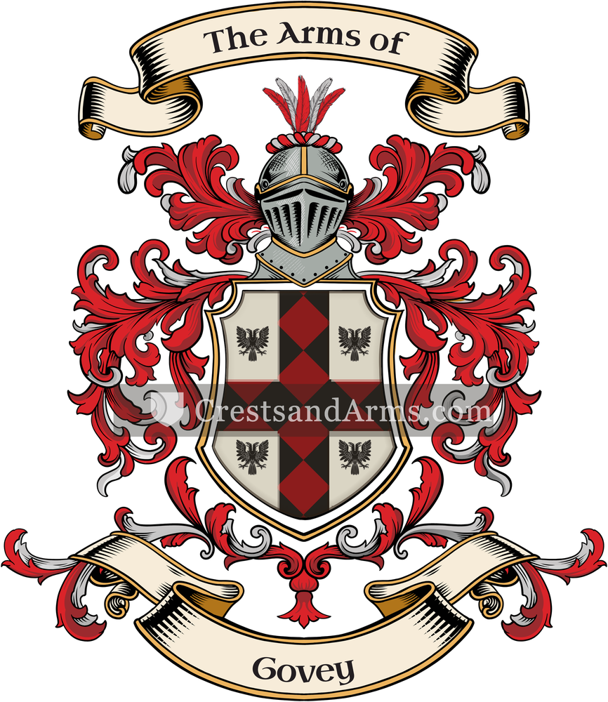 The Govey coat of arms, drawn from the recorded blazon