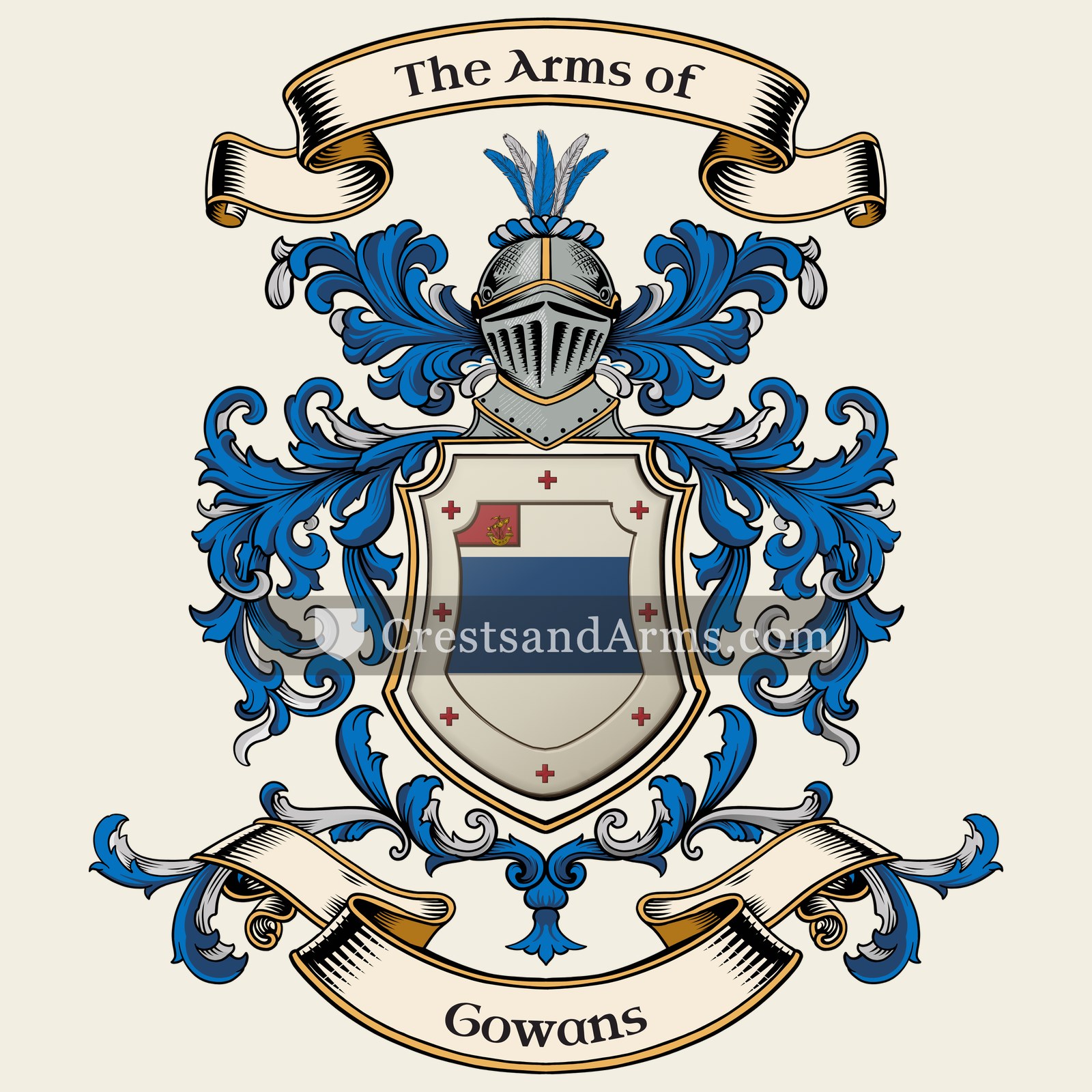 The Gowans coat of arms, drawn from the recorded blazon