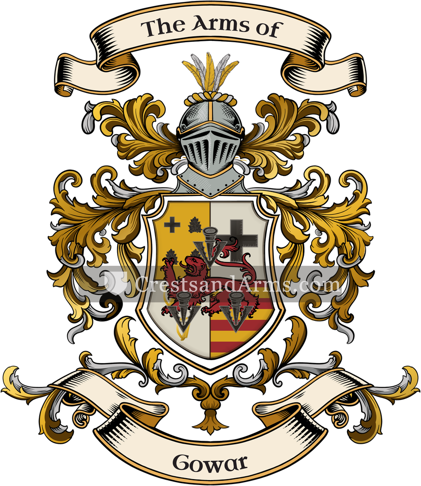 The Gowar coat of arms, drawn from the recorded blazon