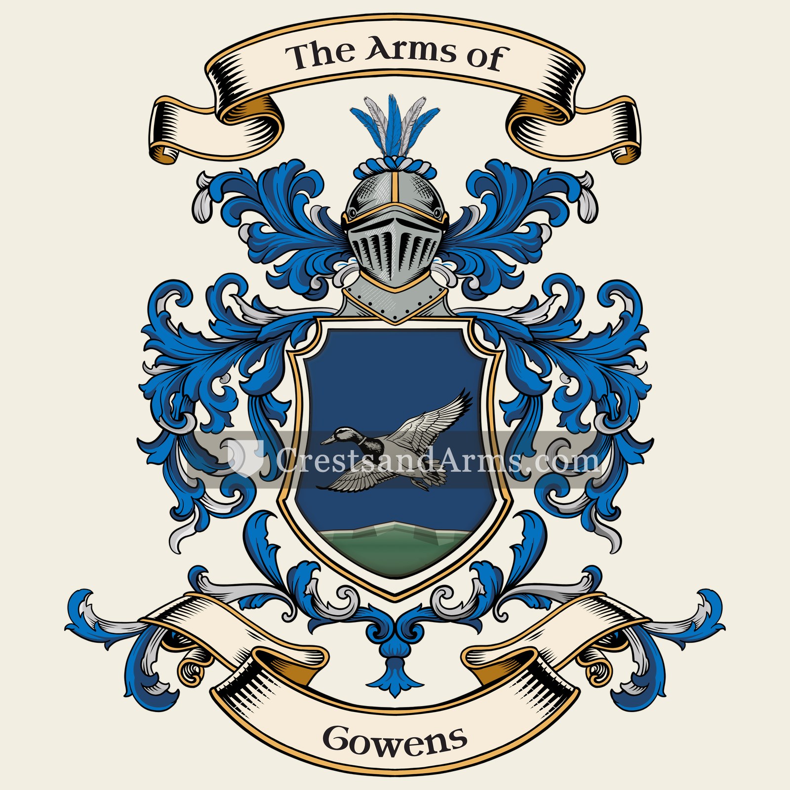 The Gowens coat of arms, drawn from the recorded blazon
