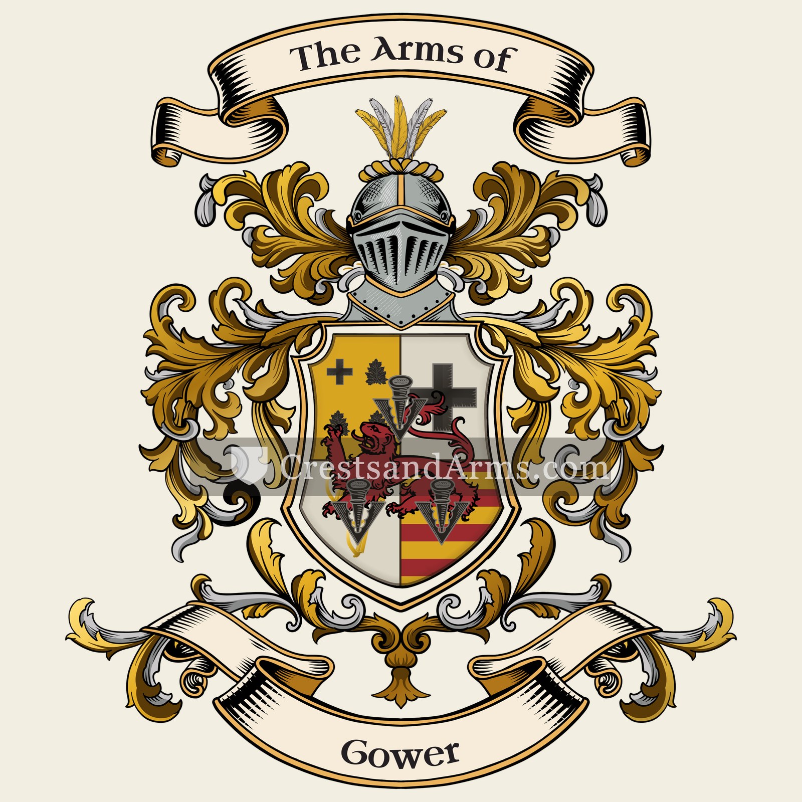The Gower coat of arms, drawn from the recorded blazon
