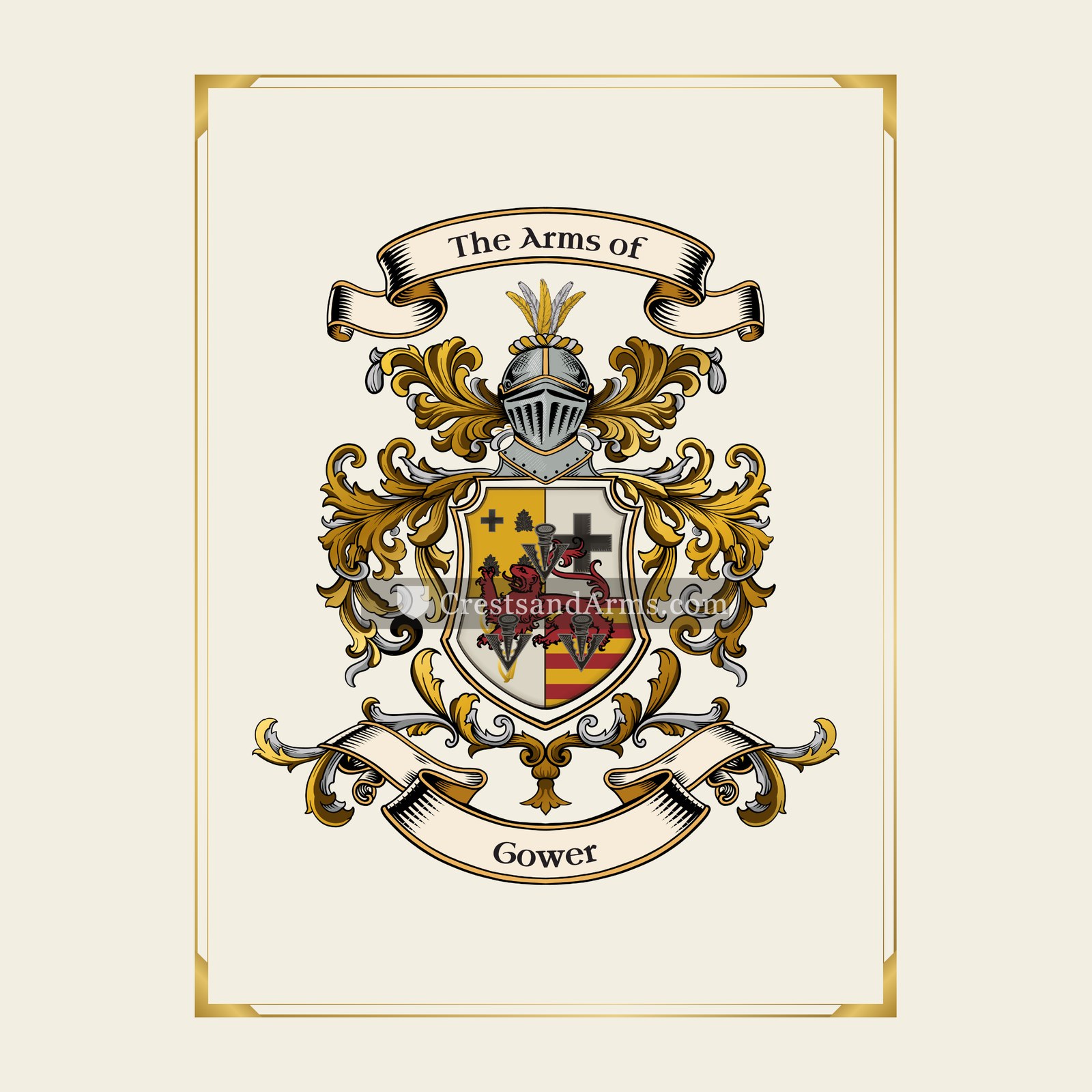 With gold border