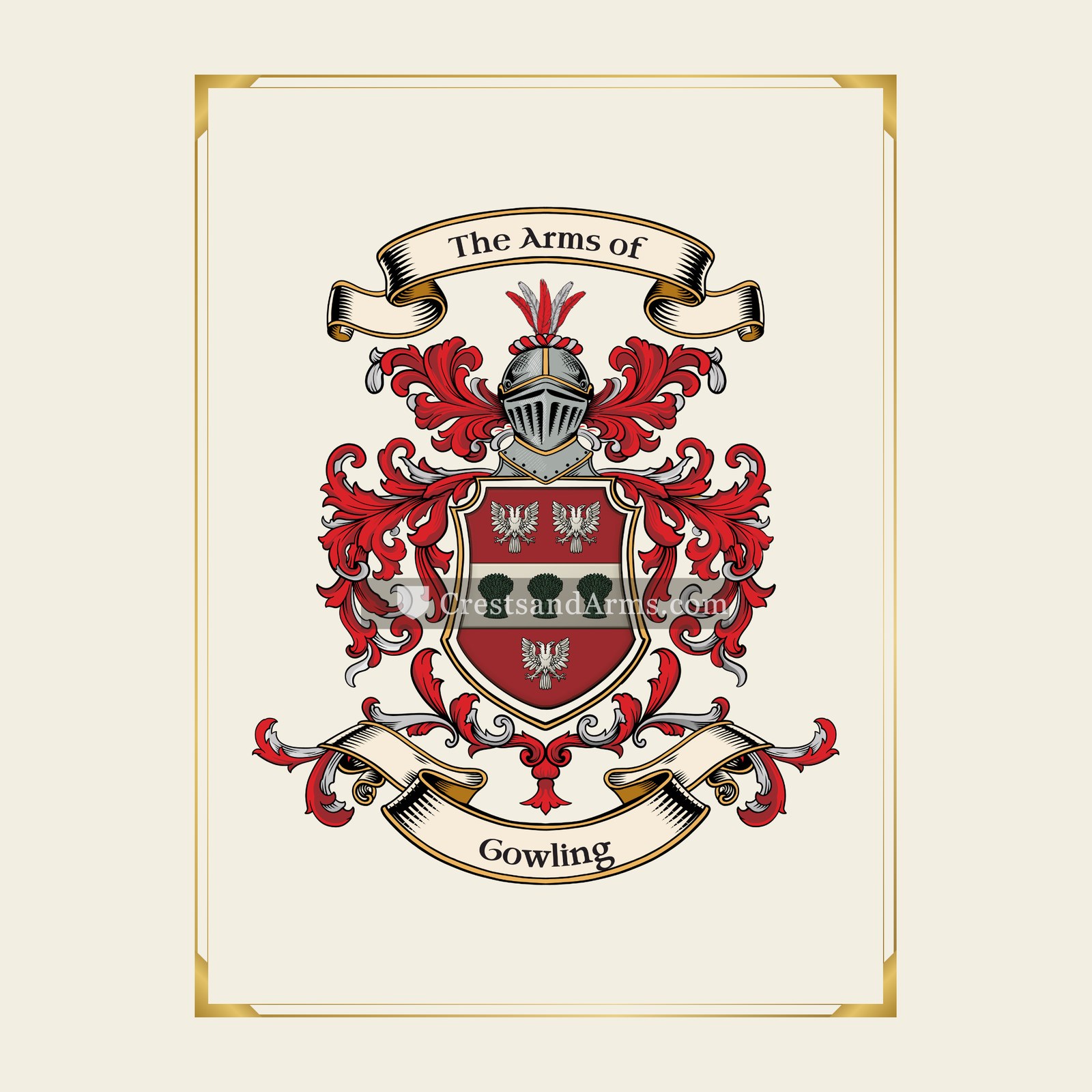 With gold border