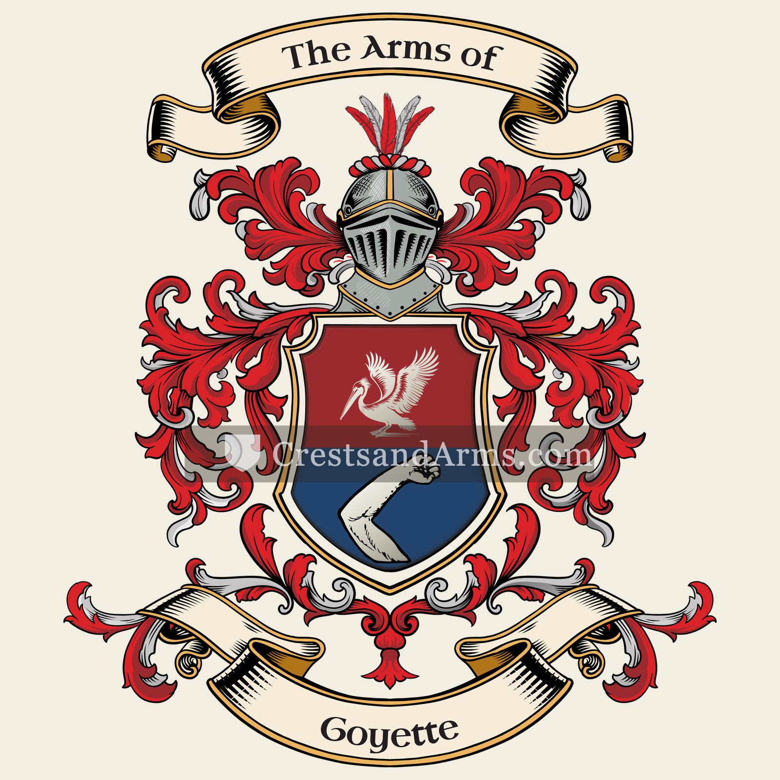 The Goyette coat of arms, drawn from the recorded blazon