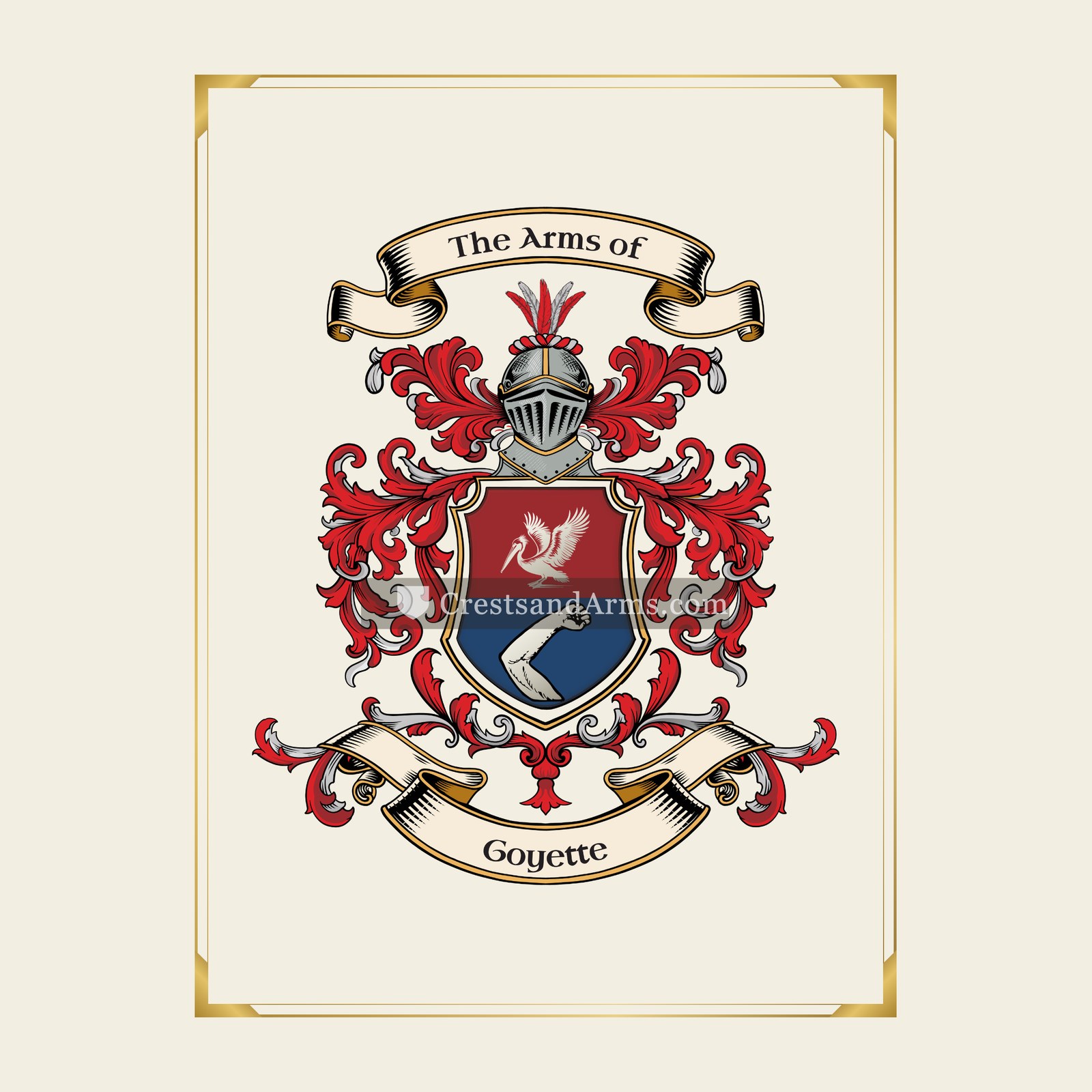 With gold border