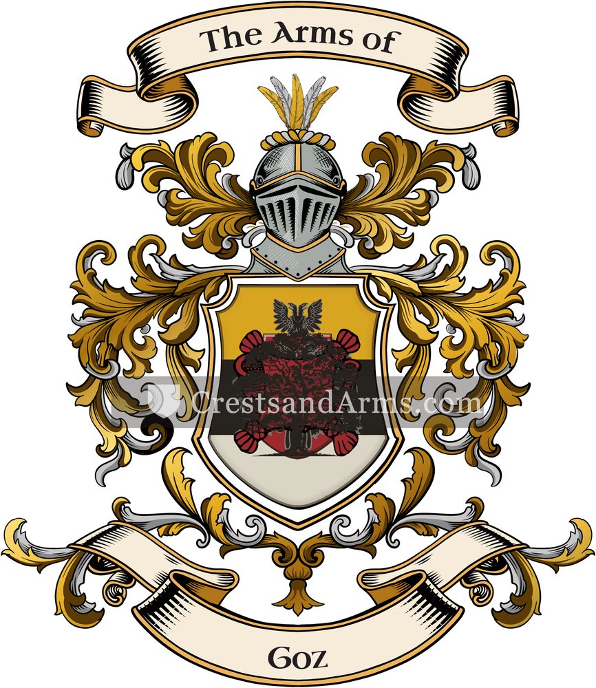 The Goz coat of arms, drawn from the recorded blazon