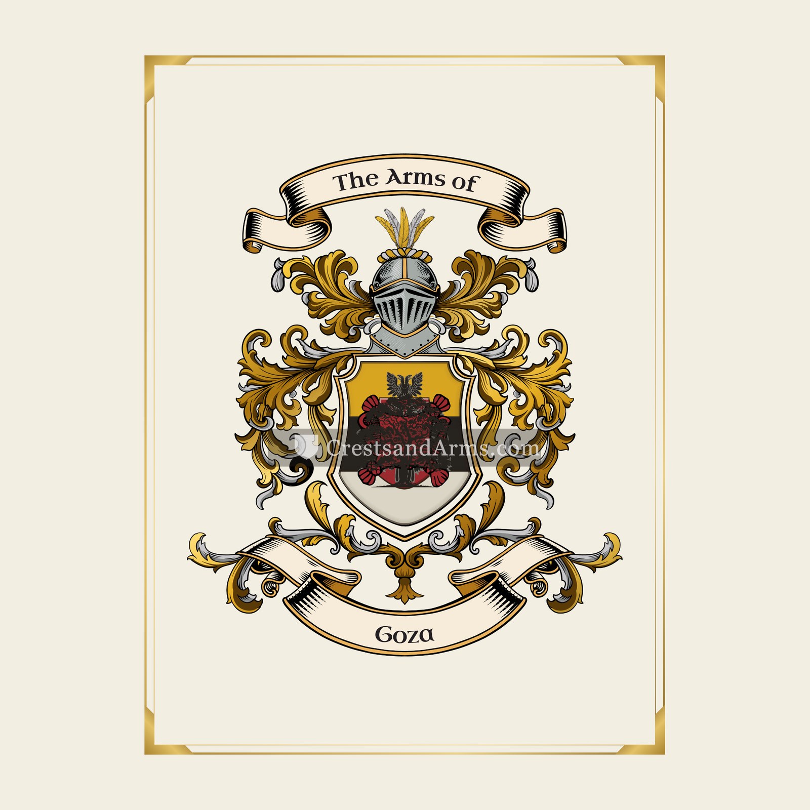 With gold border