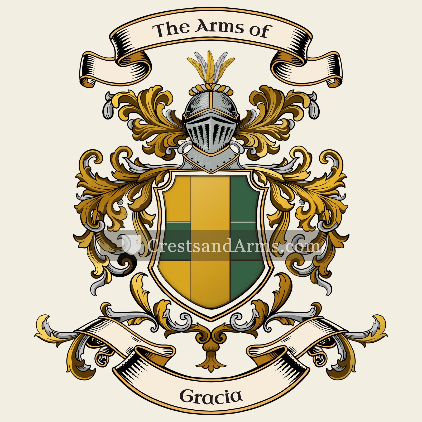 The Gracia coat of arms, drawn from the recorded blazon