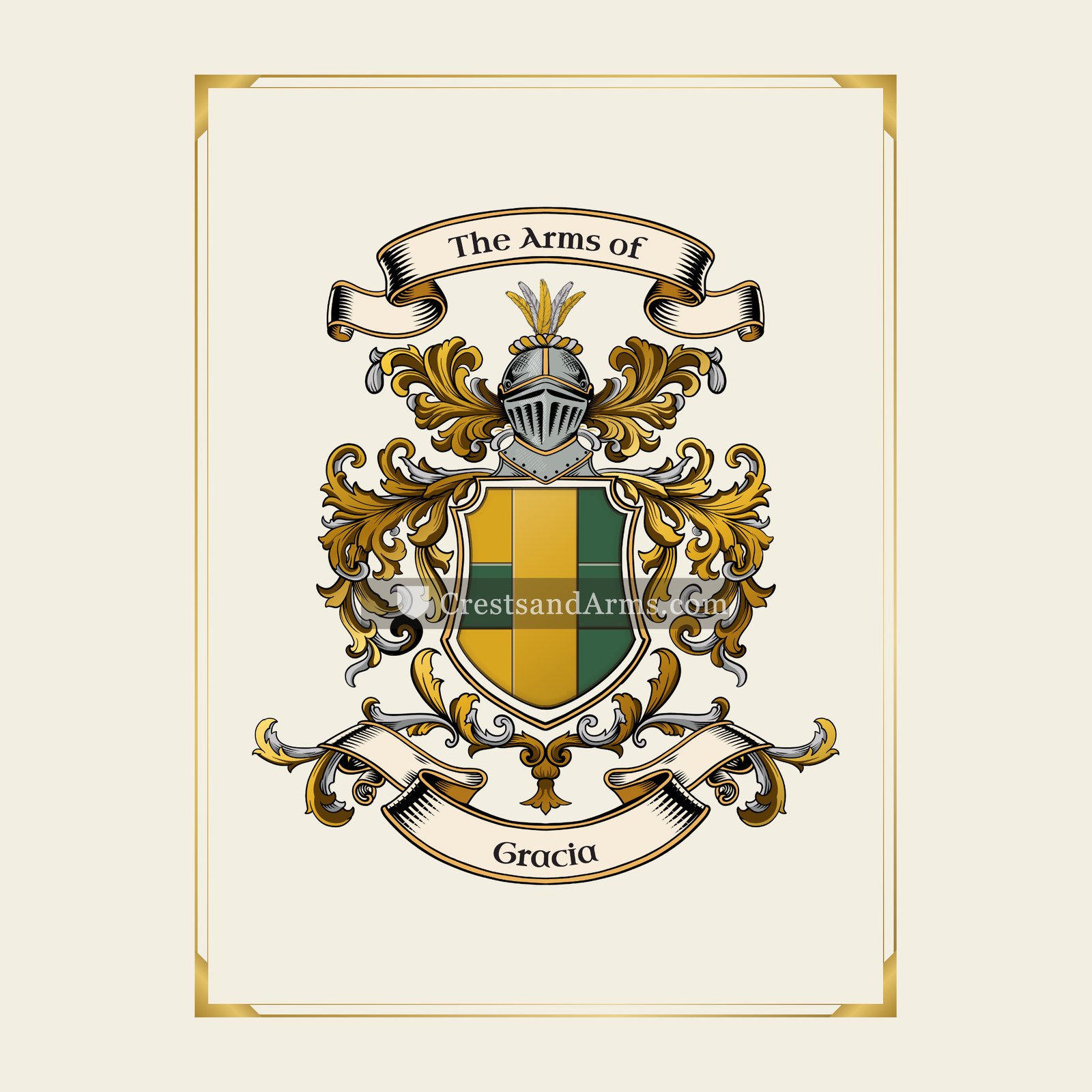 With gold border