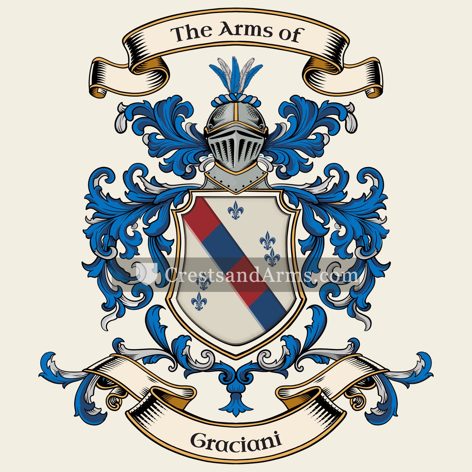 The Graciani coat of arms, drawn from the recorded blazon