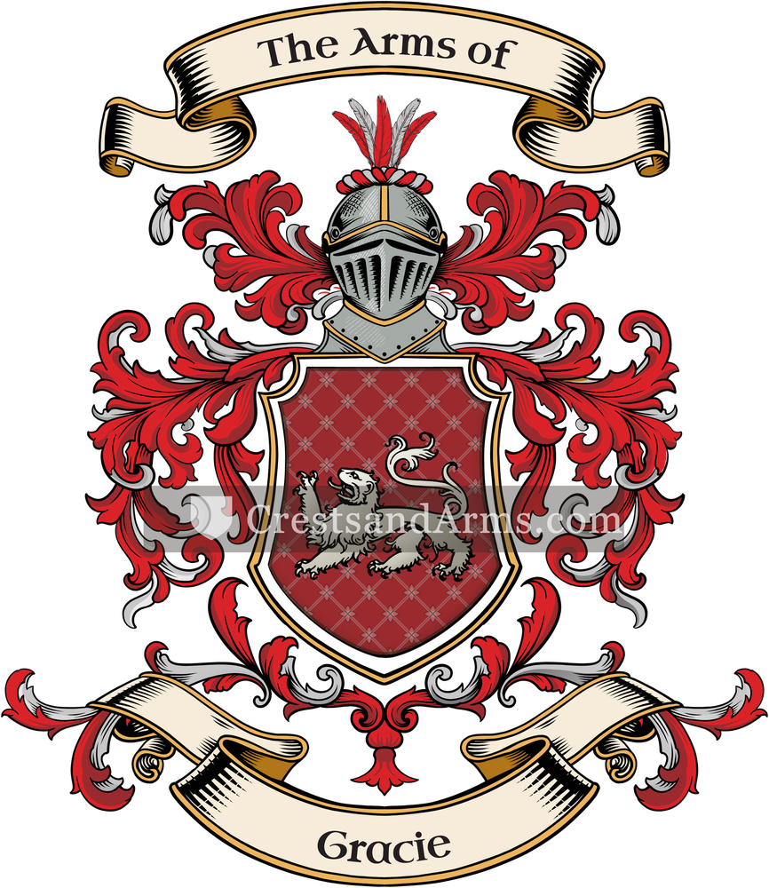 The Gracie coat of arms, drawn from the recorded blazon