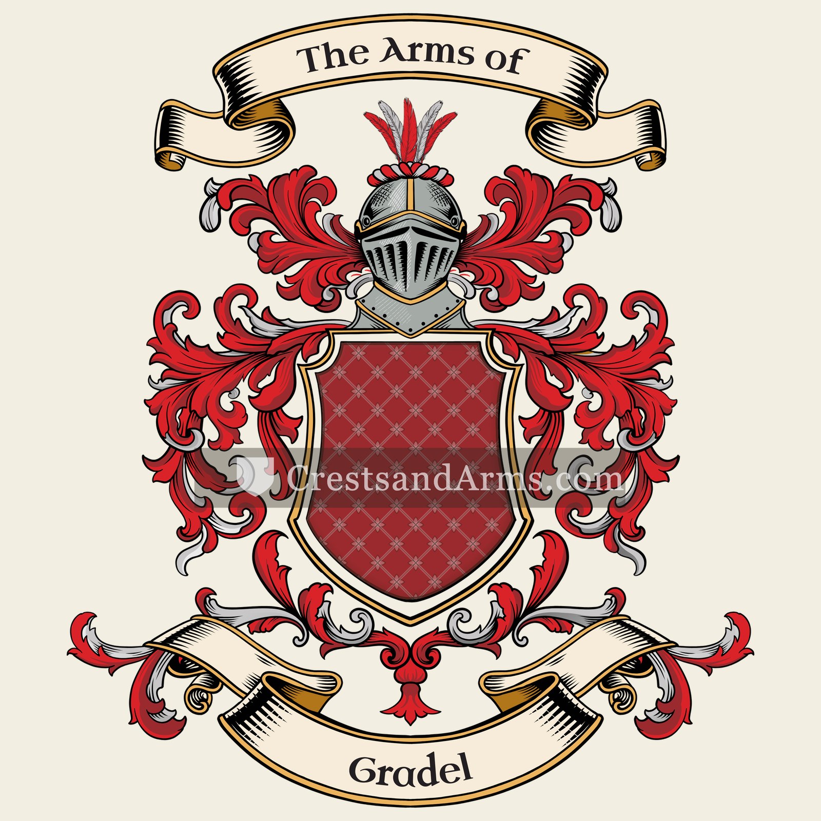 The Gradel coat of arms, drawn from the recorded blazon