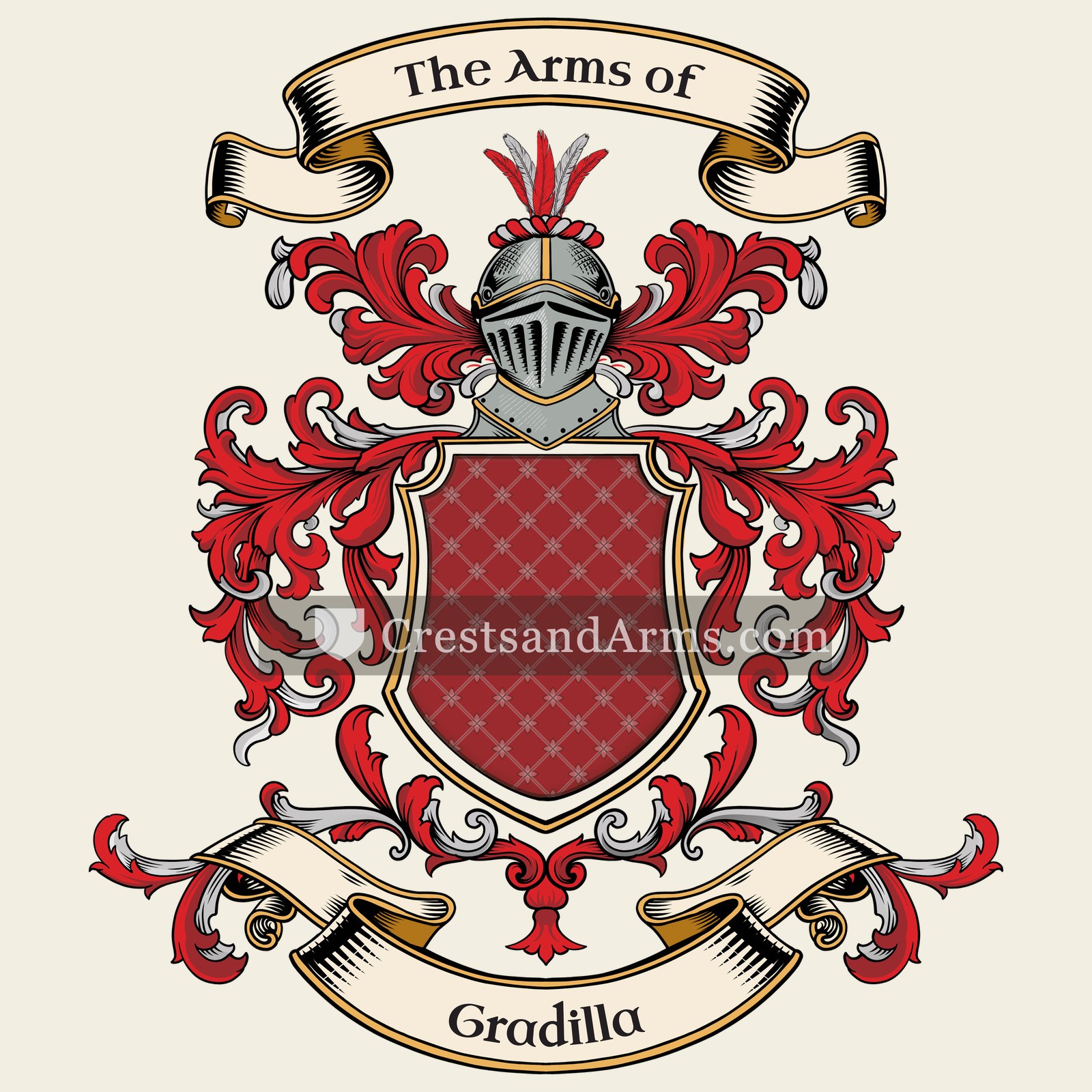 The Gradilla coat of arms, drawn from the recorded blazon