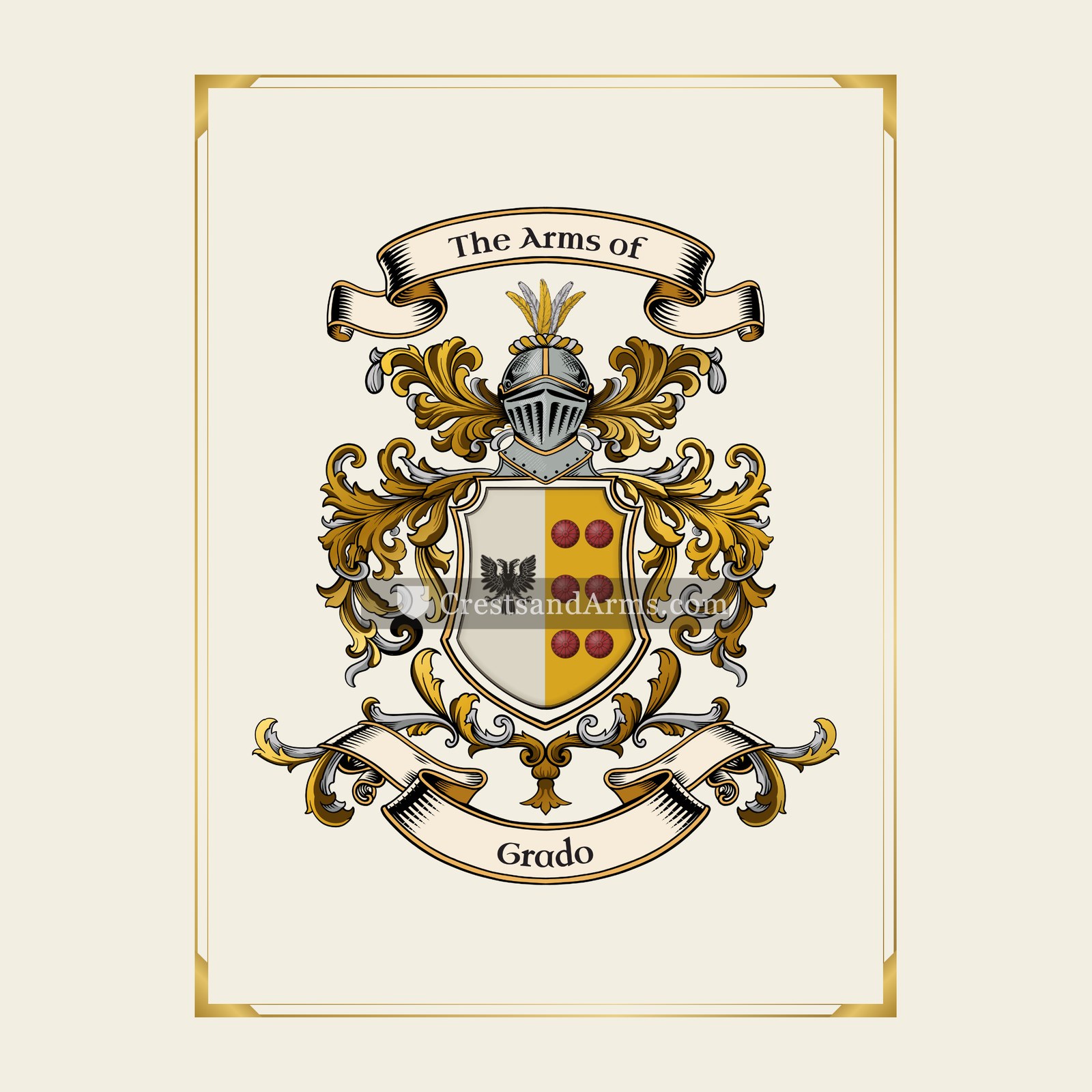 With gold border