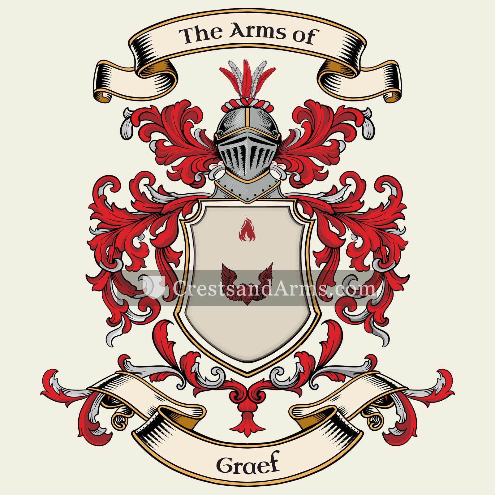 The Graef coat of arms, drawn from the recorded blazon