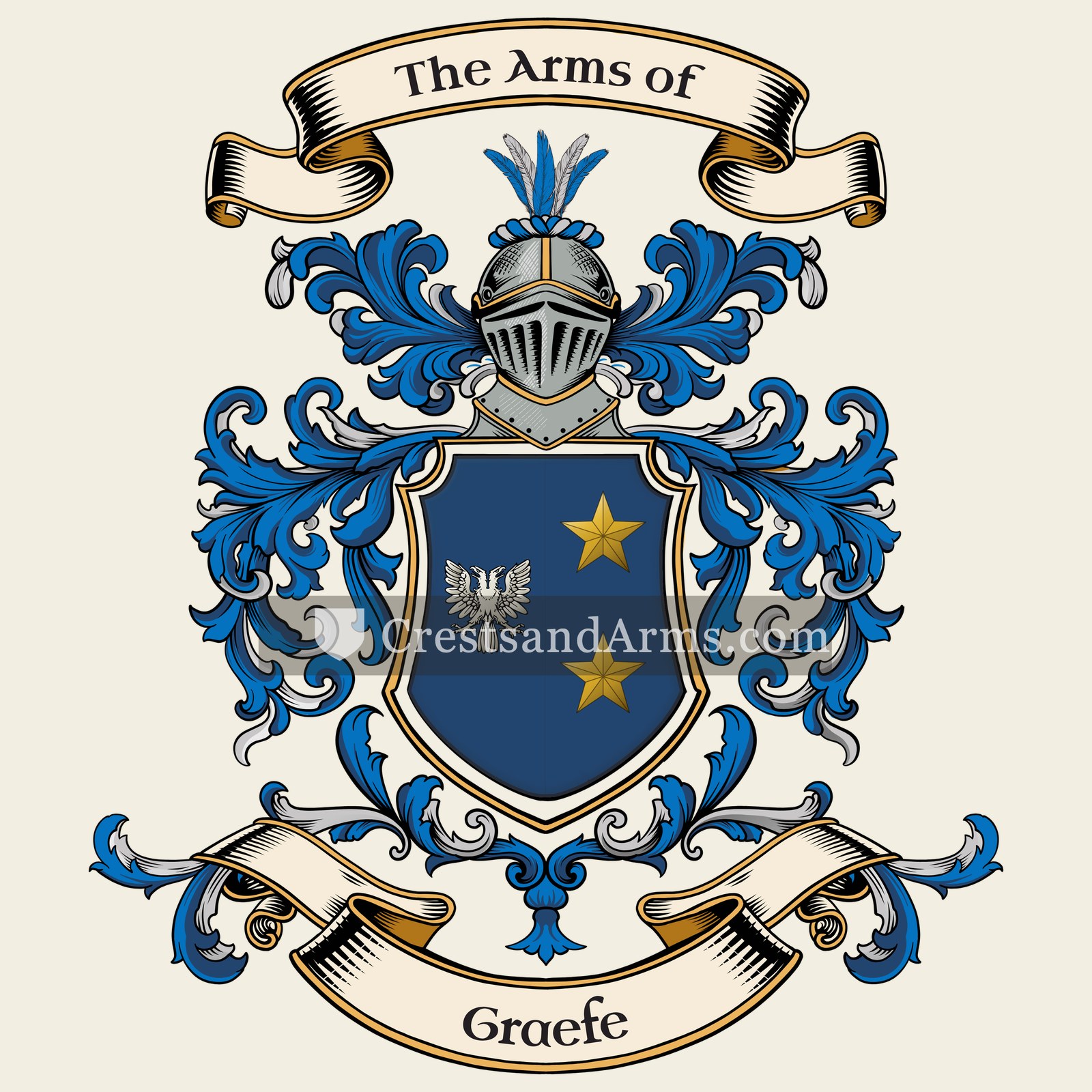 The Graefe coat of arms, drawn from the recorded blazon