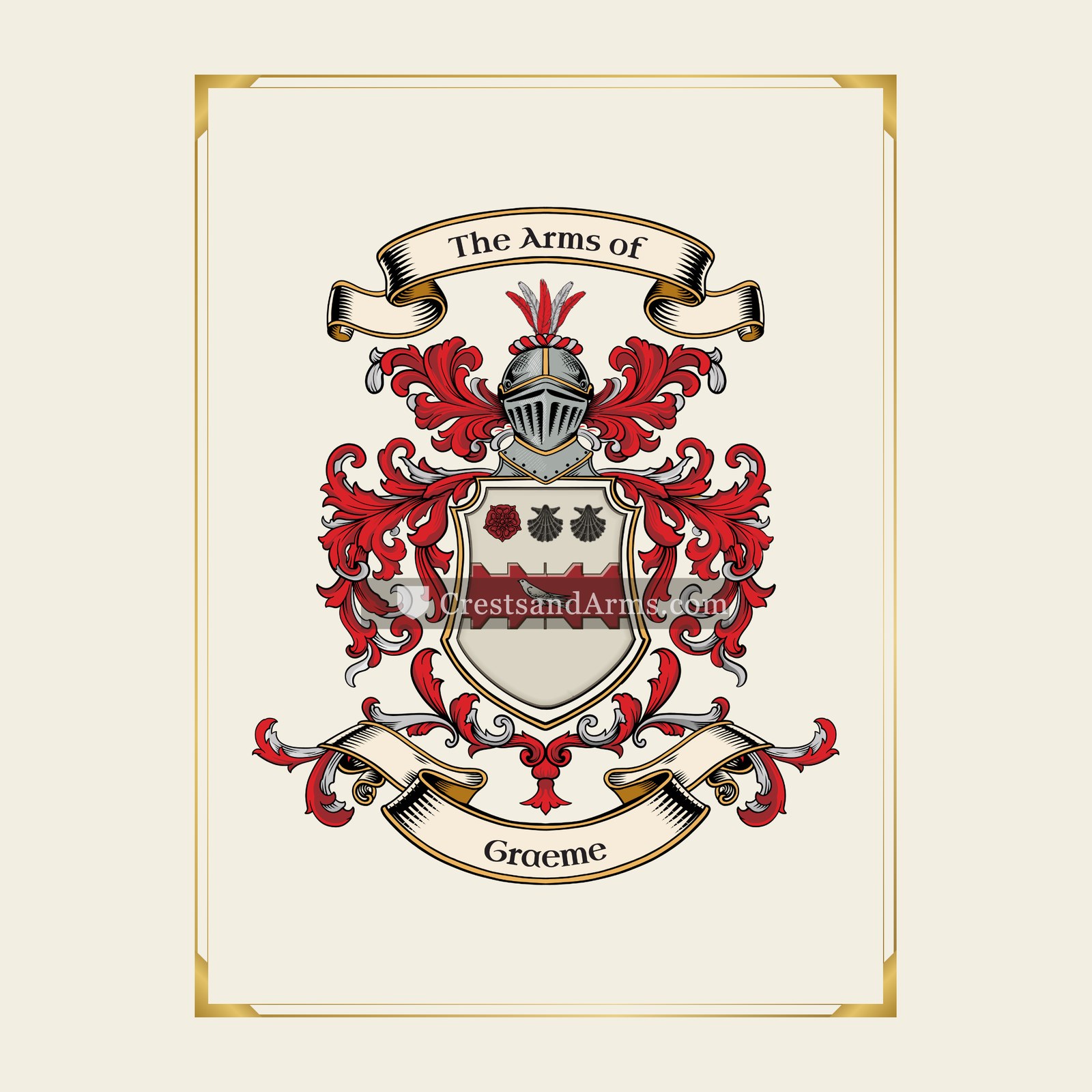 With gold border