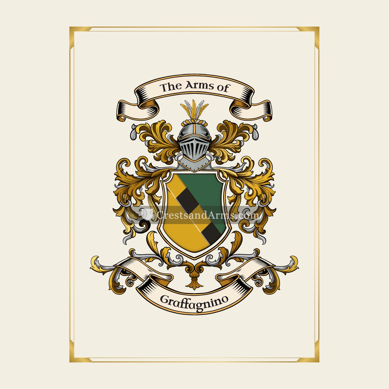 With gold border